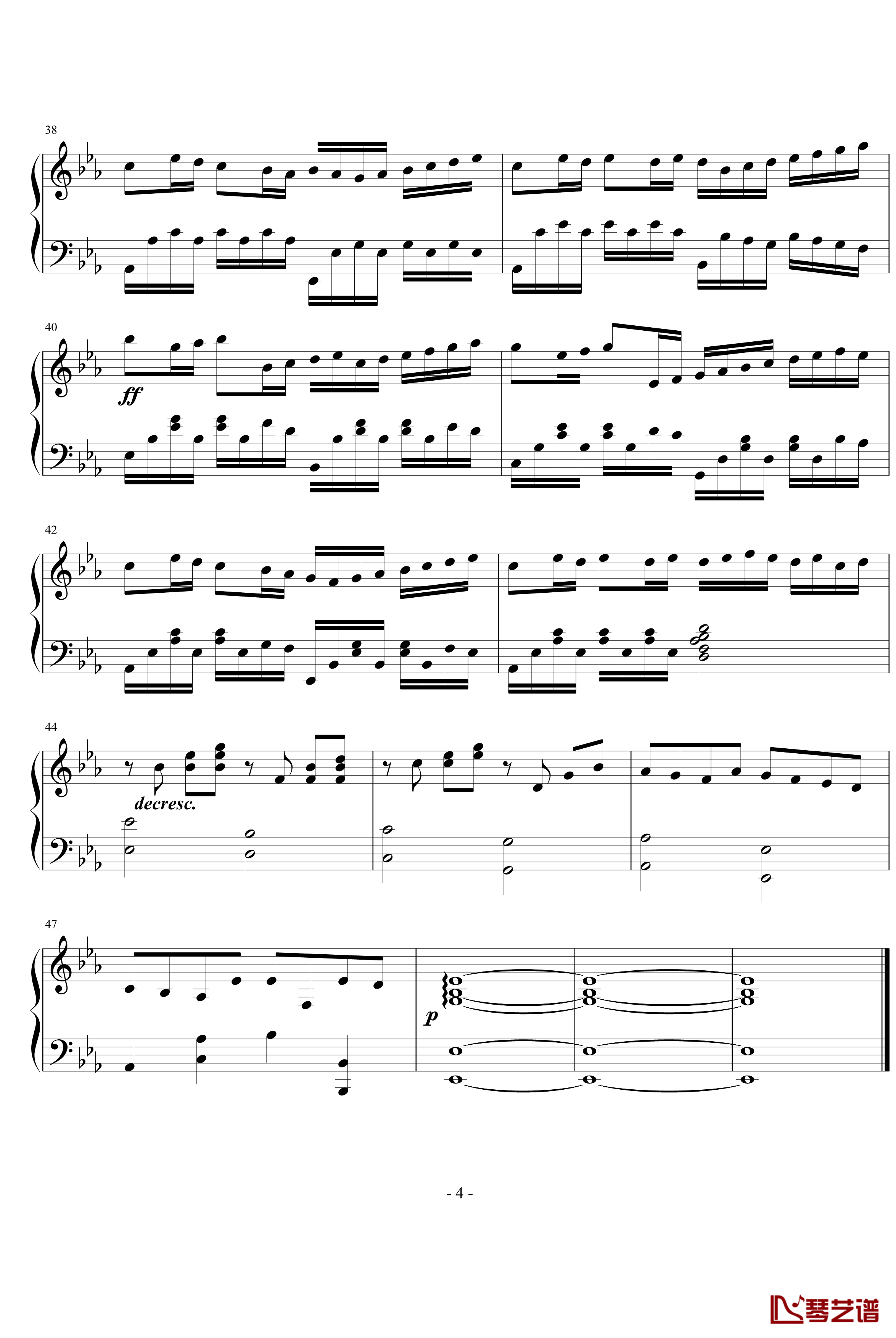 卡农钢琴谱—P版-帕赫贝尔-Pachelbel4