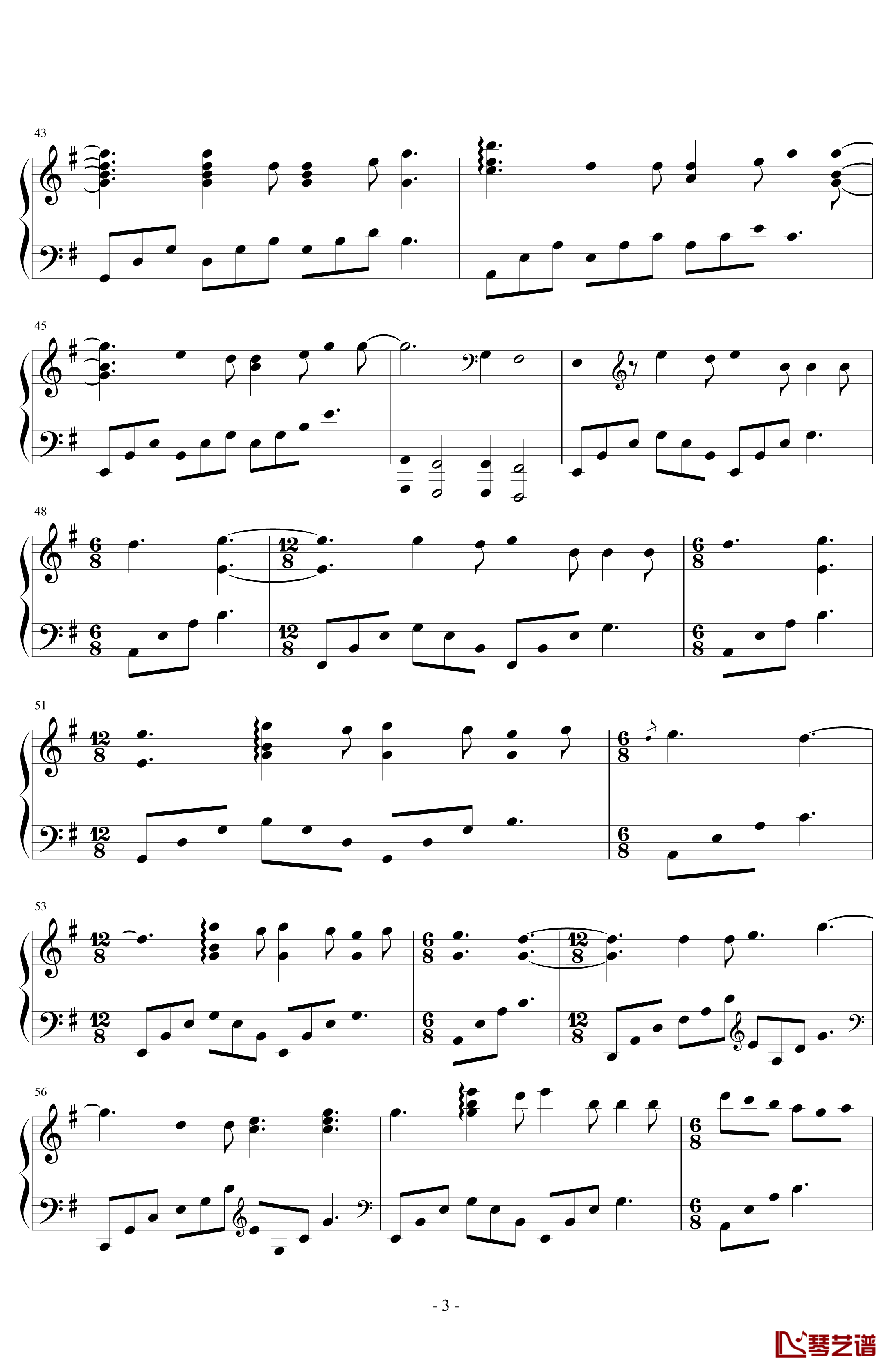 G小调随想练习曲钢琴谱-帕赫贝尔-Pachelbel3