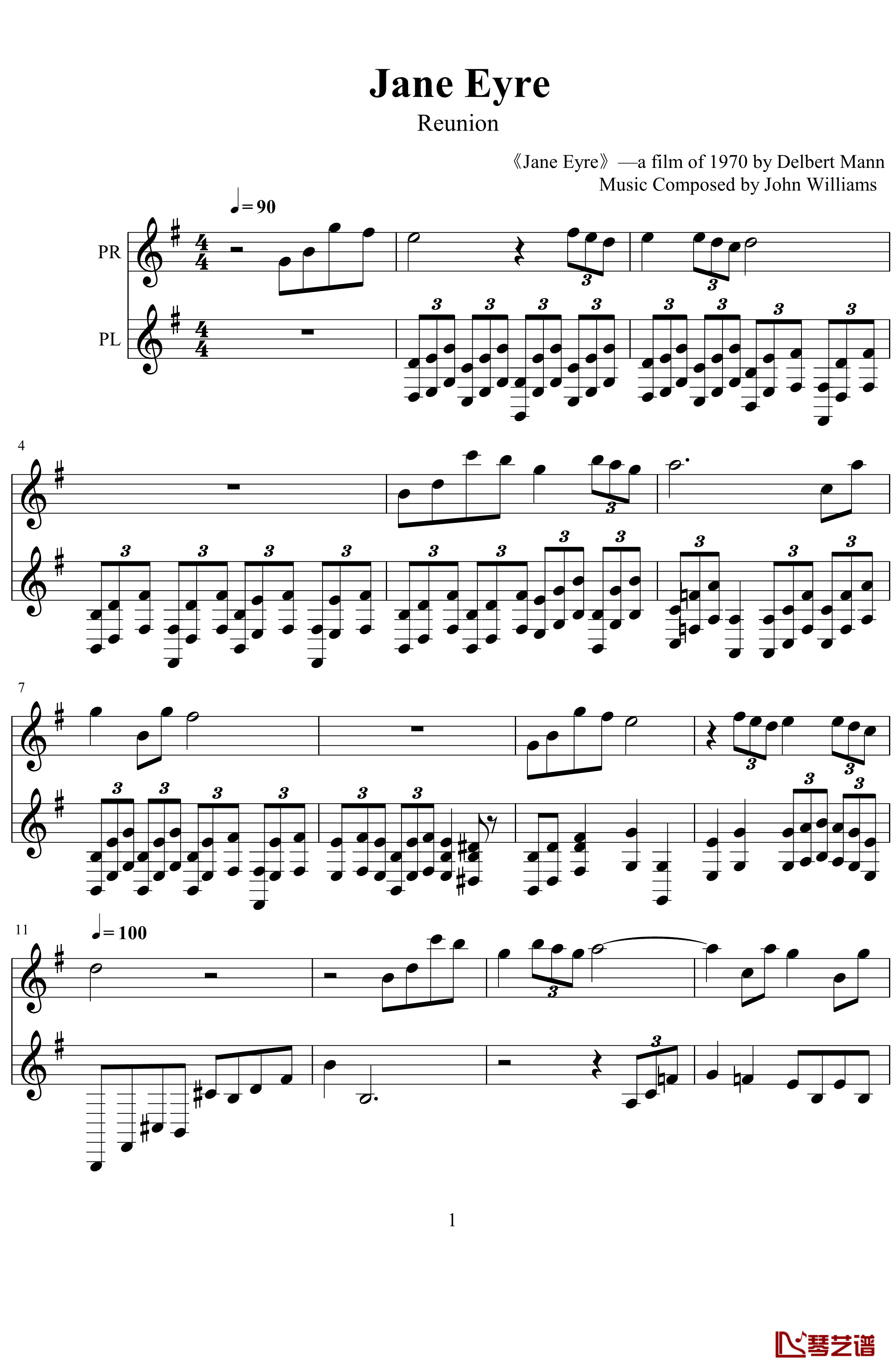 Jane Eyre 1970钢琴谱-简爱-影视1