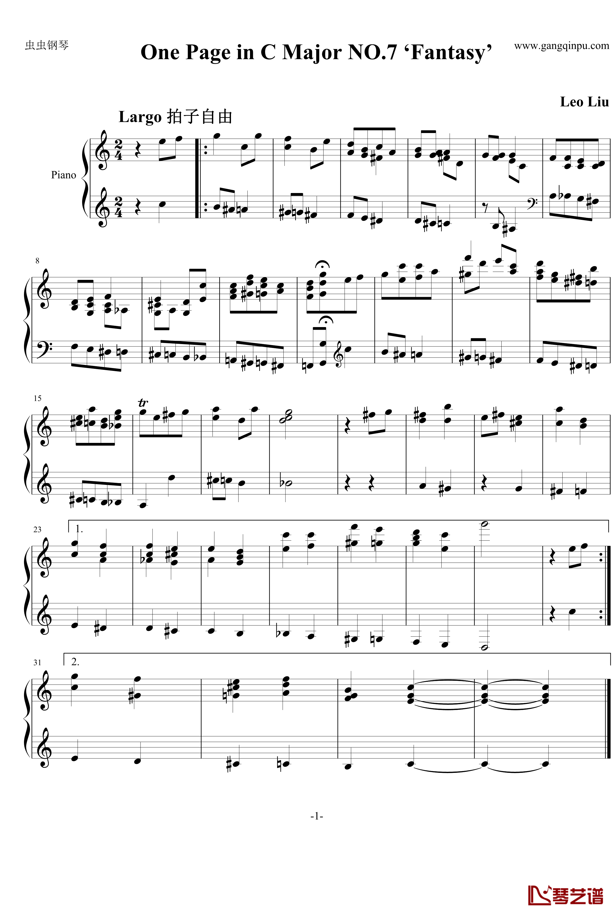 一页曲7钢琴谱-梦幻曲-灵动无痕1