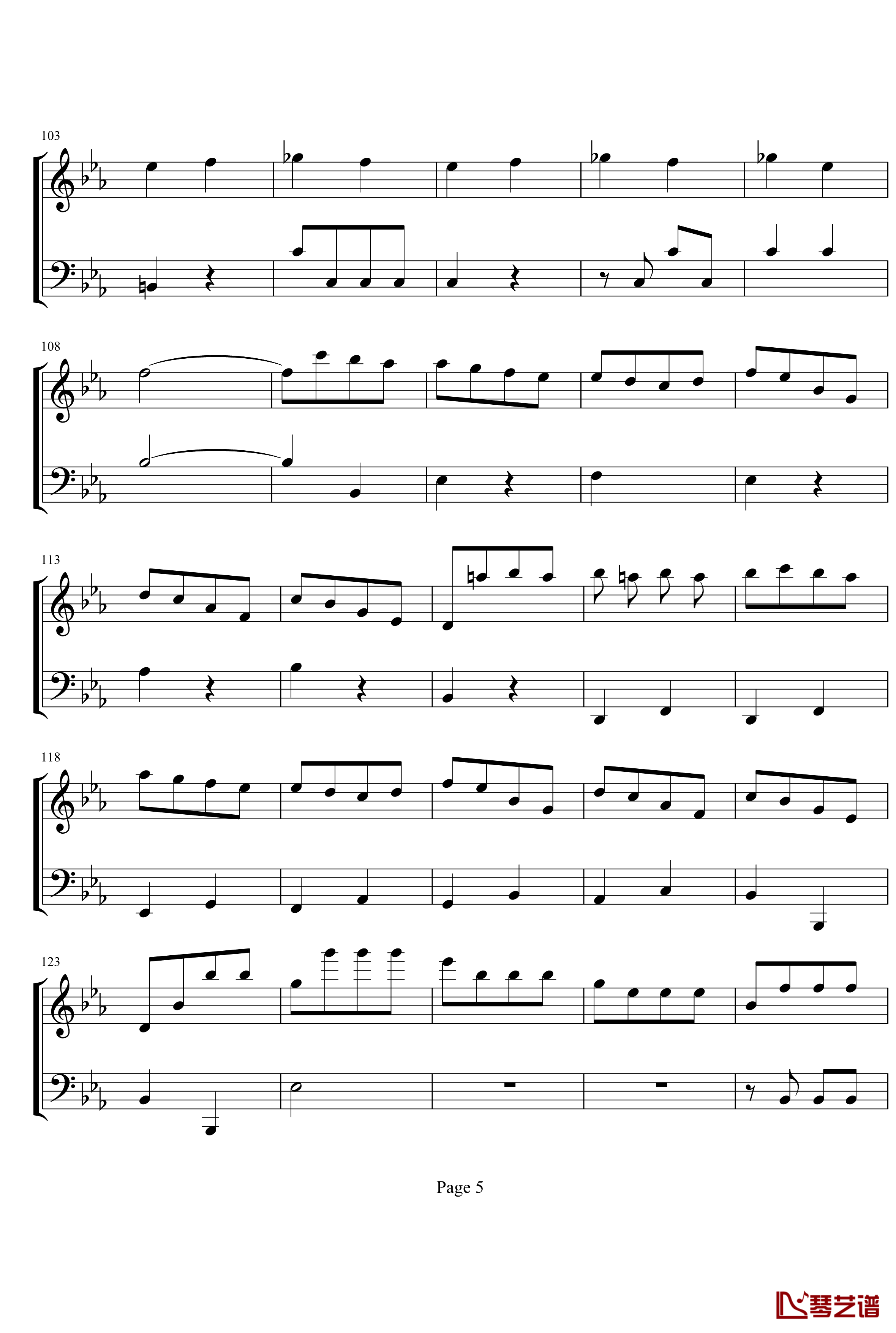 命运交响曲钢琴谱-贝多芬5