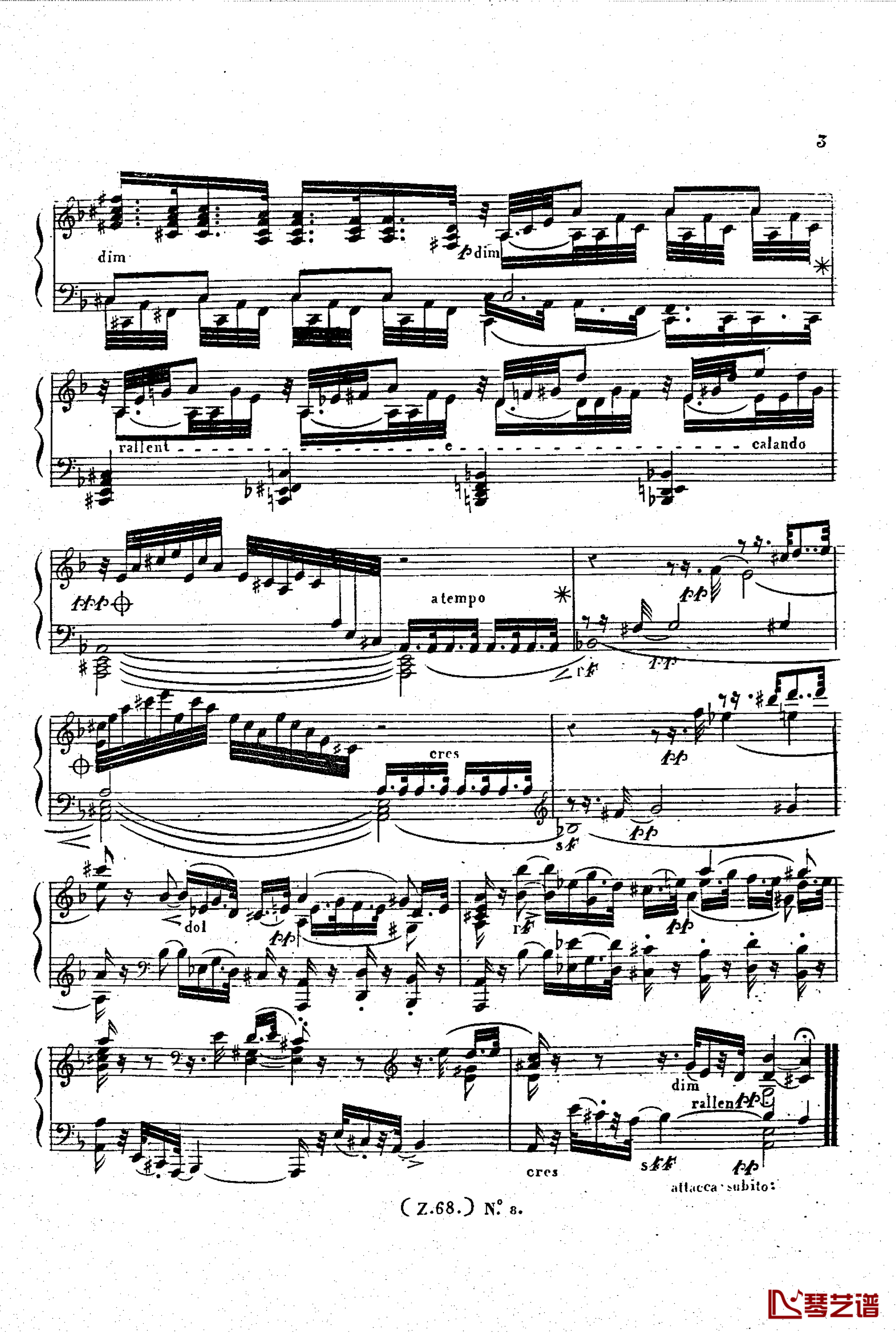  d小调第六钢琴奏鸣曲 Op.124钢琴谱-车尔尼-Czerny4
