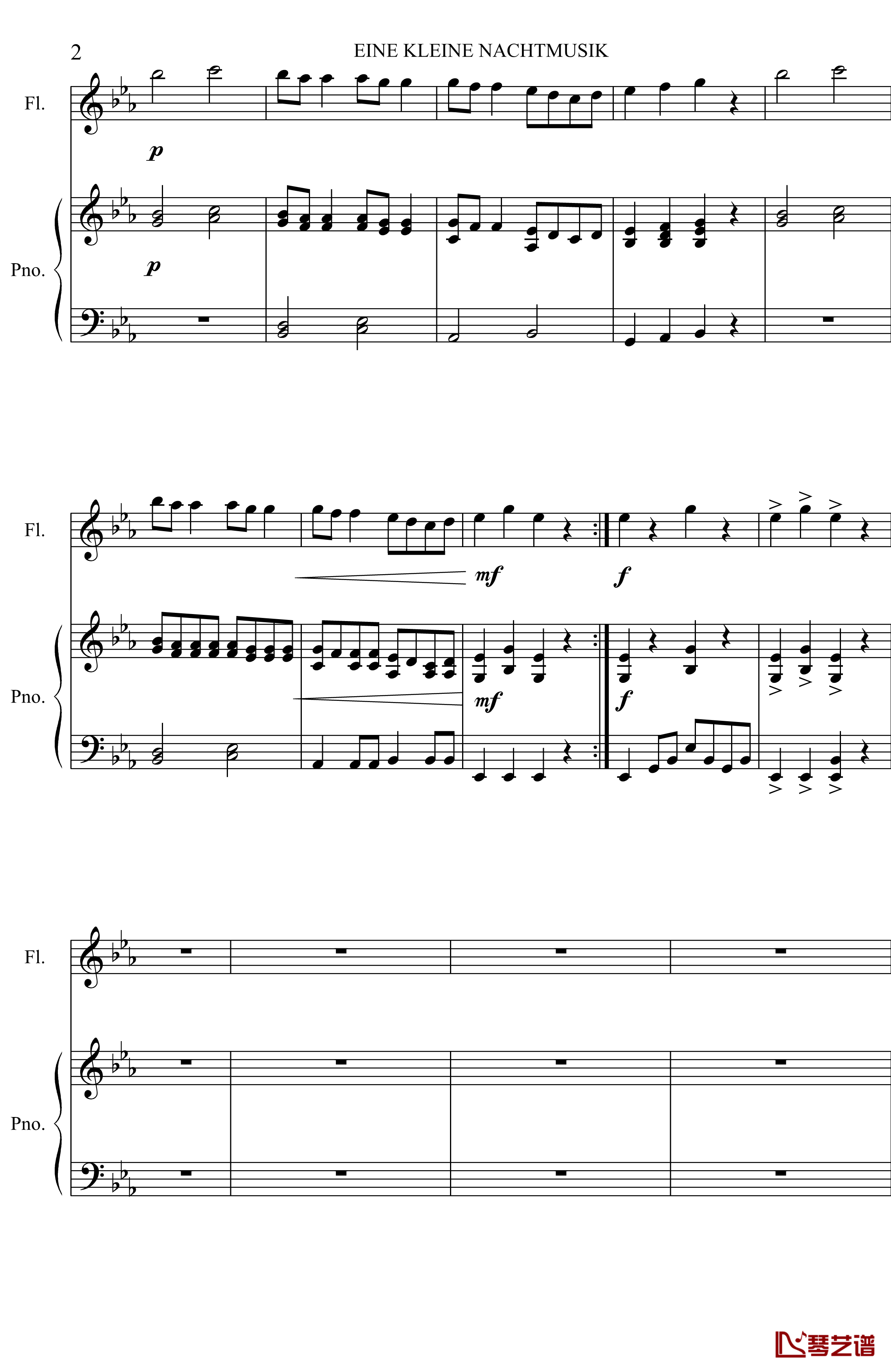 Eine Kleine Nachtmusik钢琴谱-第一小夜曲-莫扎特2