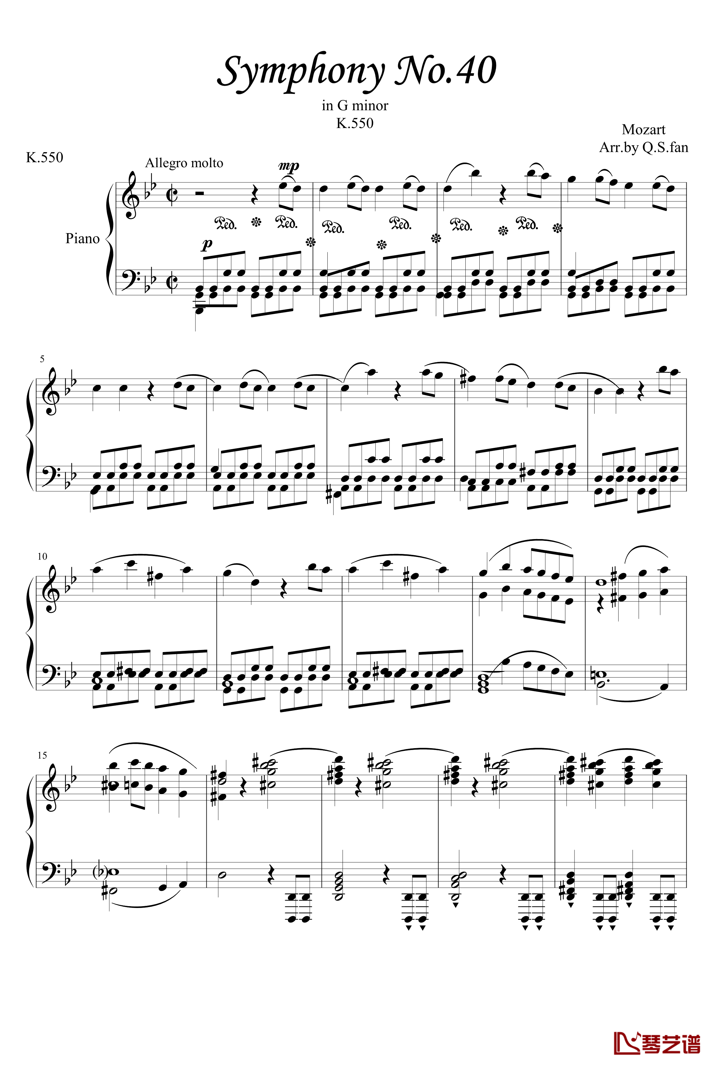 第四十号交响曲钢琴谱-第一乐章-莫扎特1