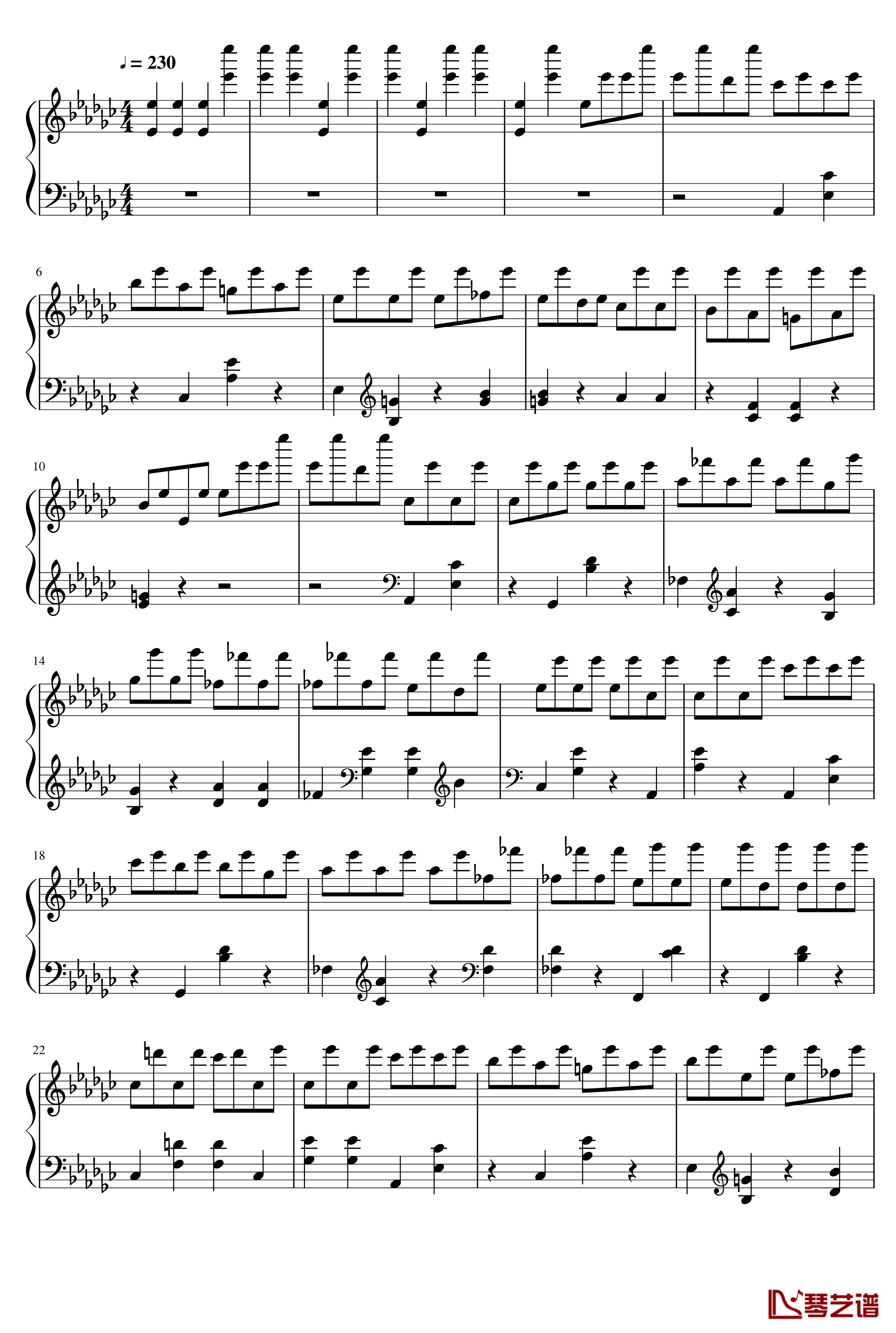 星星钟钢琴谱-钢琴块21