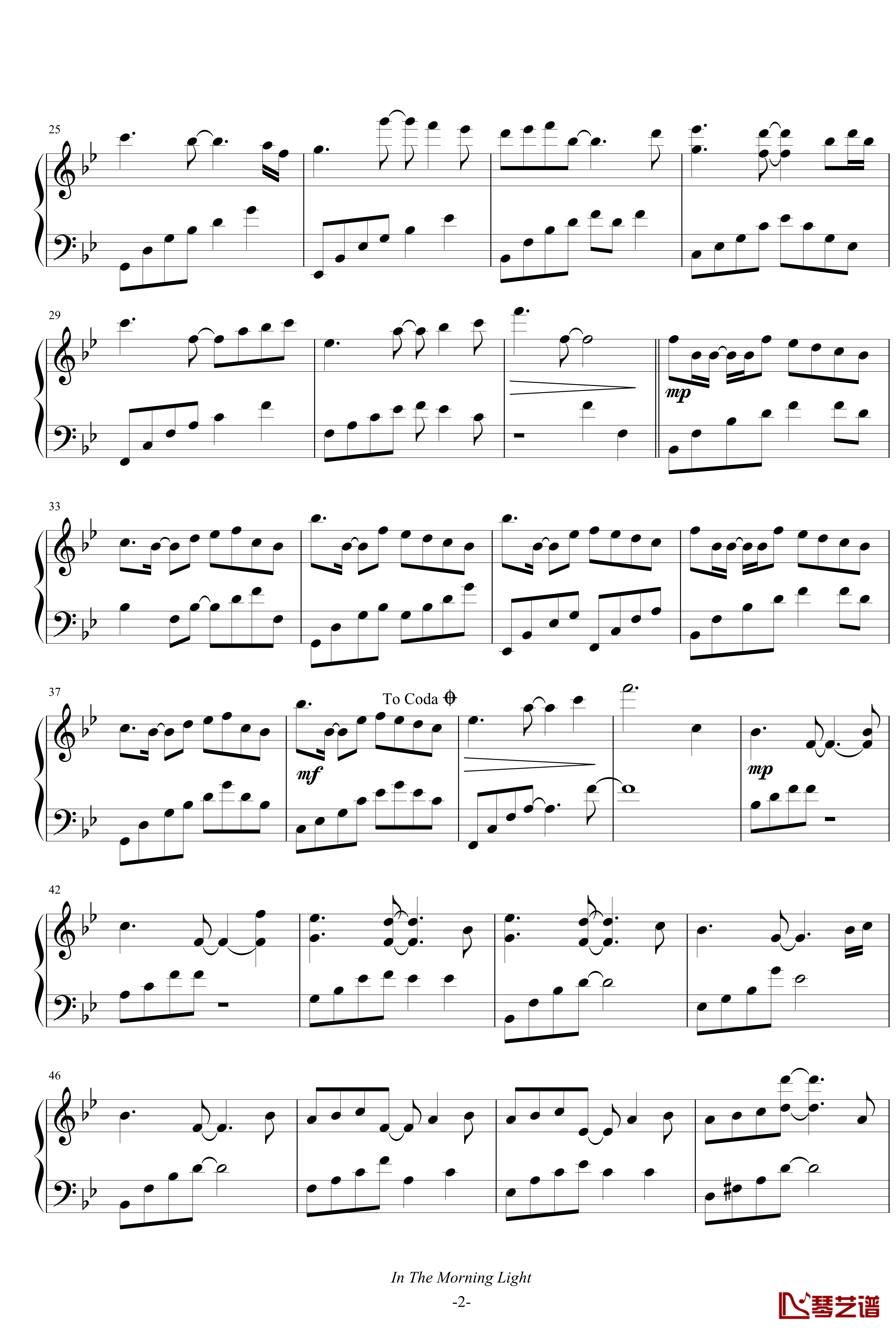 In the morning light钢琴谱-B-flat major-雅尼2