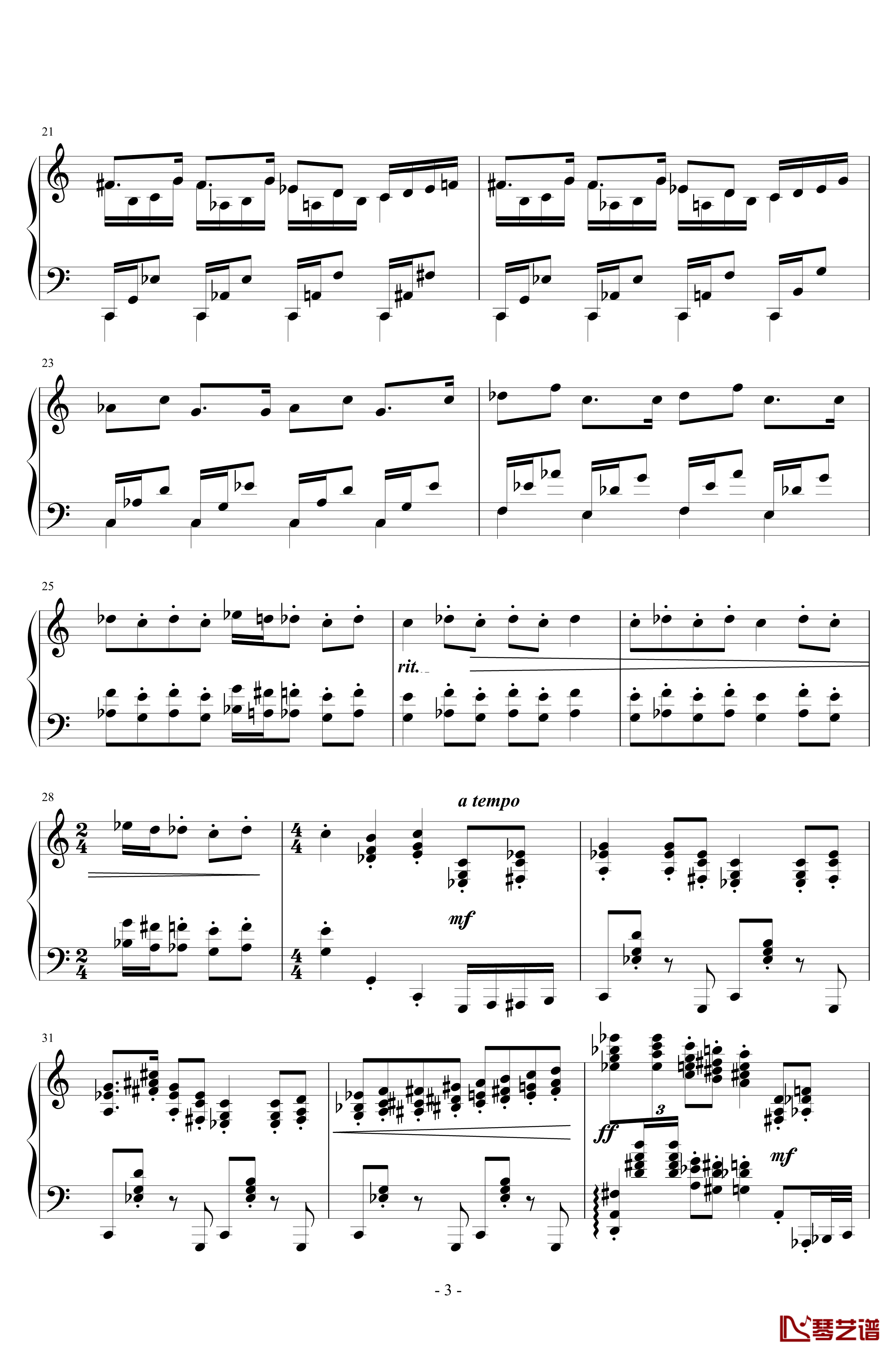小品钢琴谱-礼北3