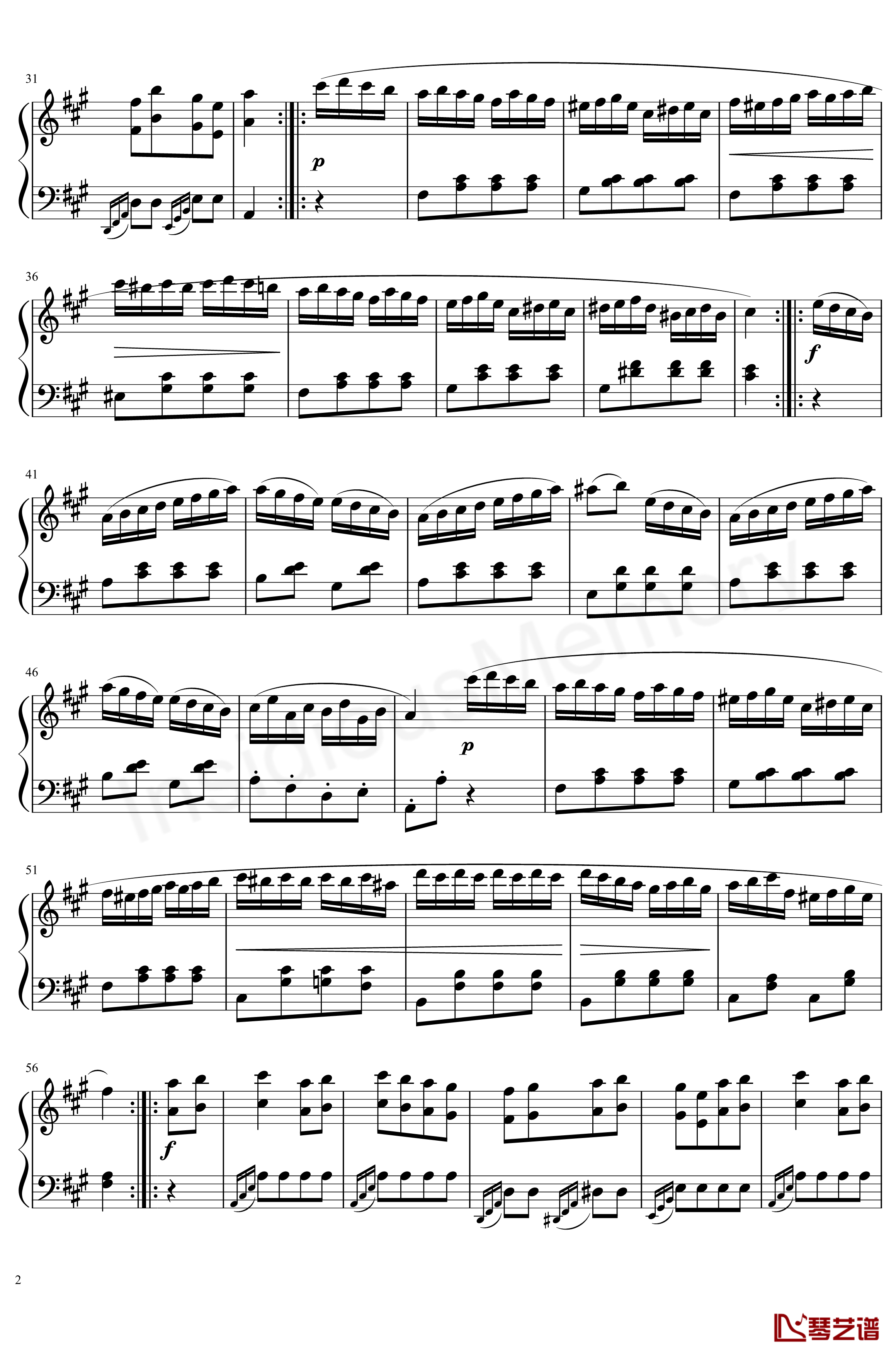 土耳其进行曲钢琴谱-莫扎特2