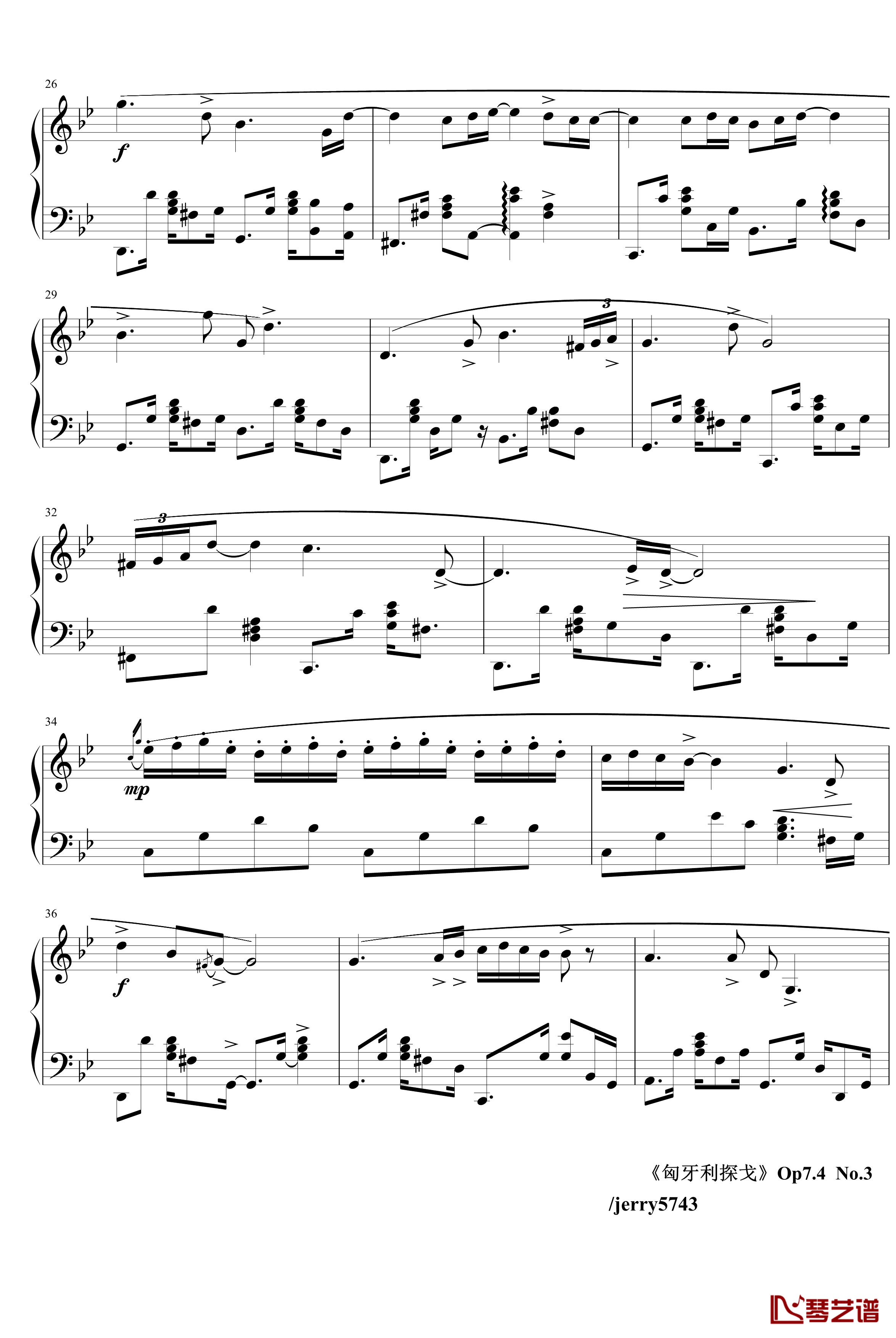 匈牙利探戈Op7.4钢琴谱-异国风情-jerry57433