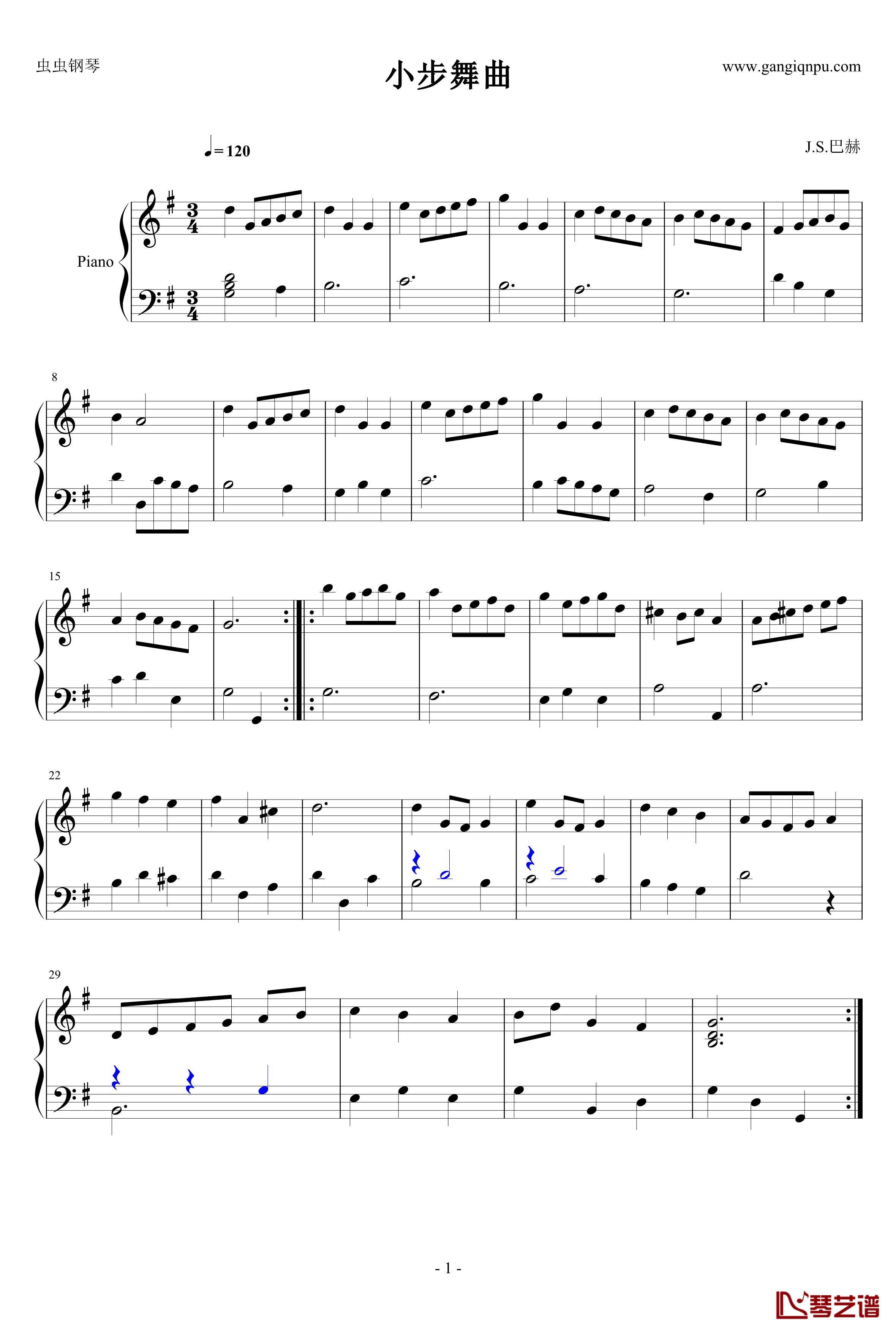 G大调小步舞曲钢琴谱-雅克·奥芬巴赫1