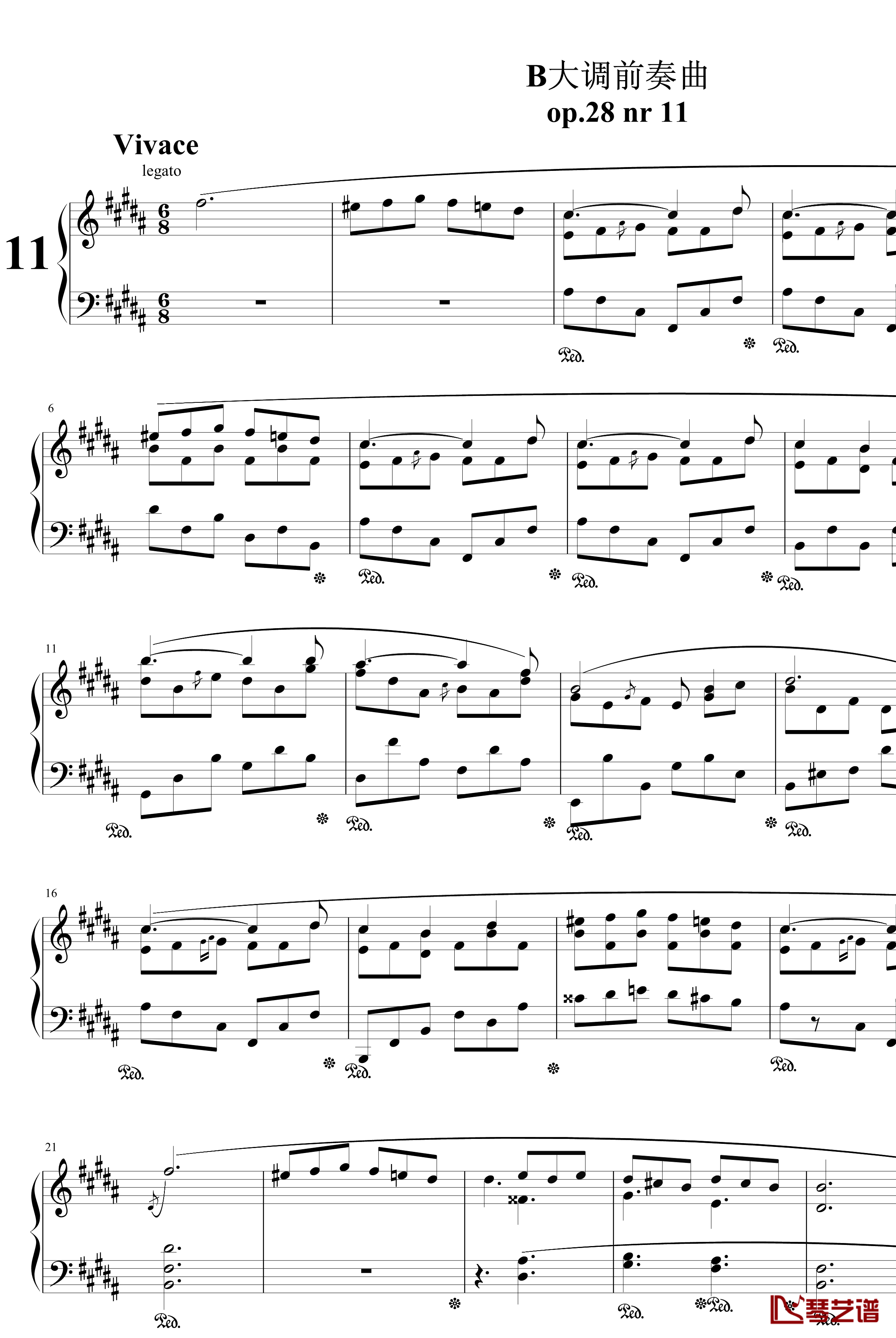 B大调前奏曲钢琴谱-肖邦-chopin1