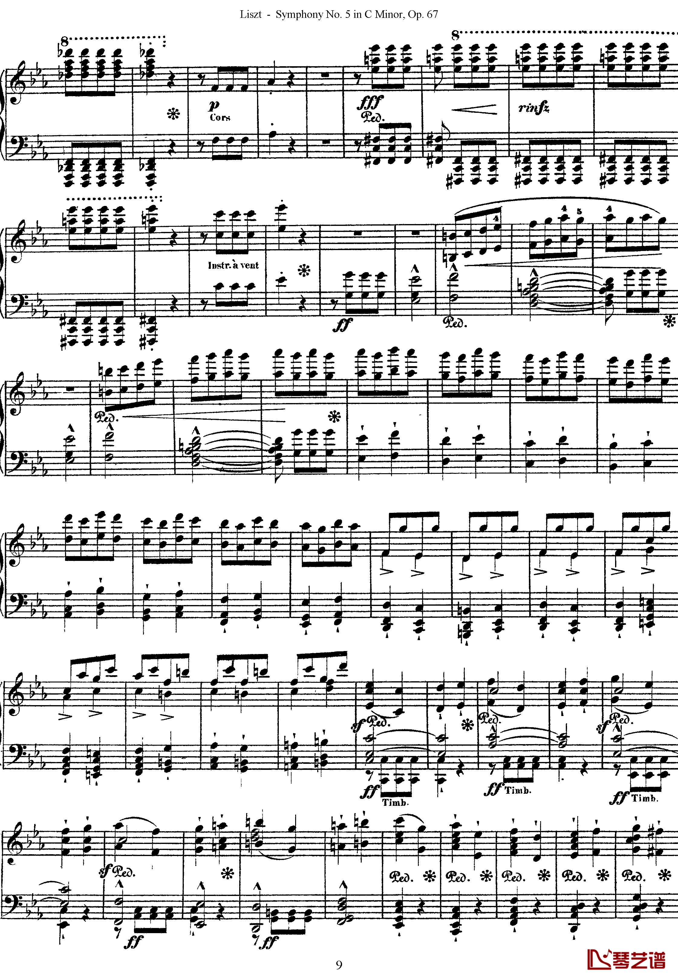 第五交响乐的钢琴曲钢琴谱-李斯特-李斯特改编自贝多芬9