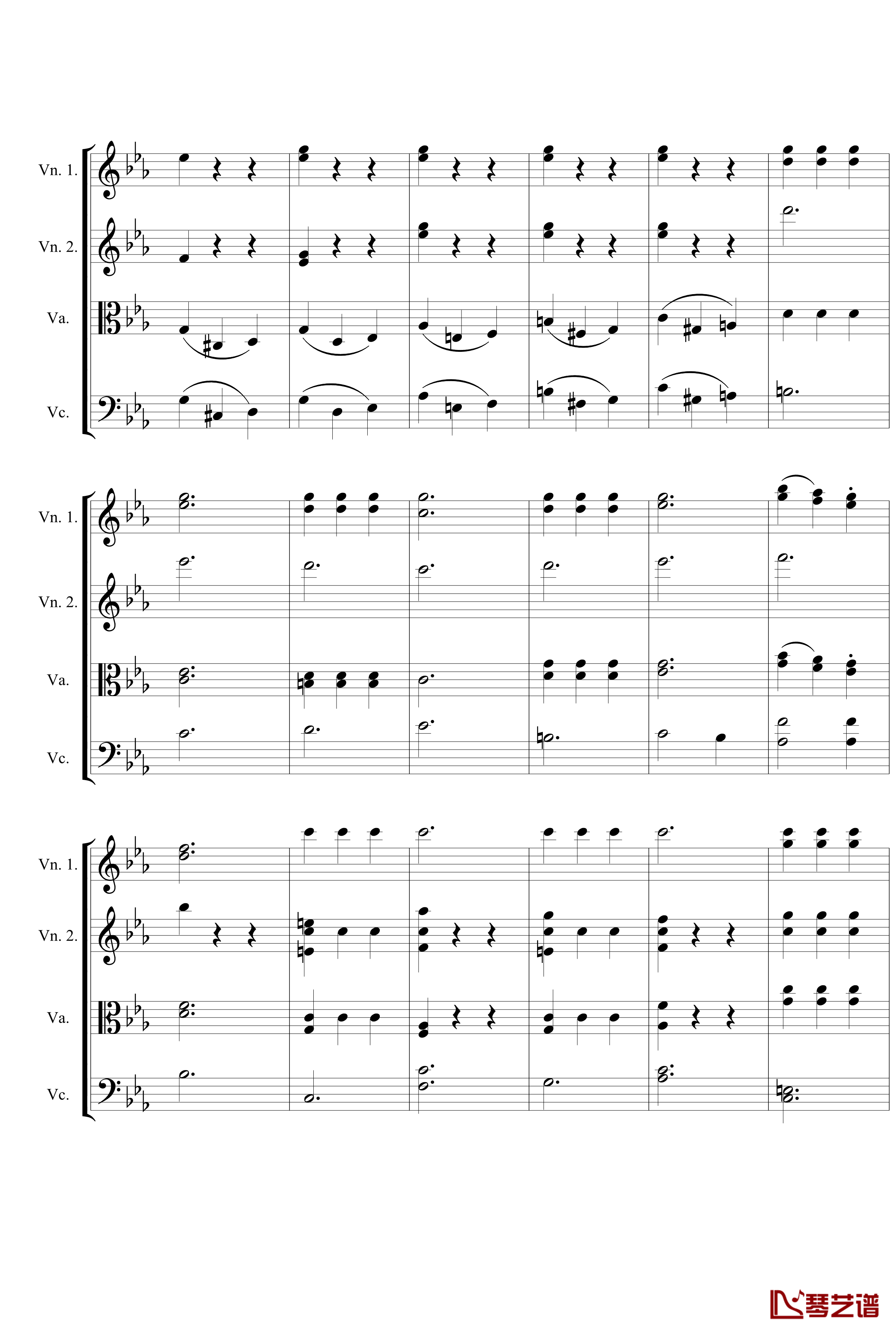 Symphony No.5 in C Minor 3rd钢琴谱-String quartet-贝多芬-beethoven6