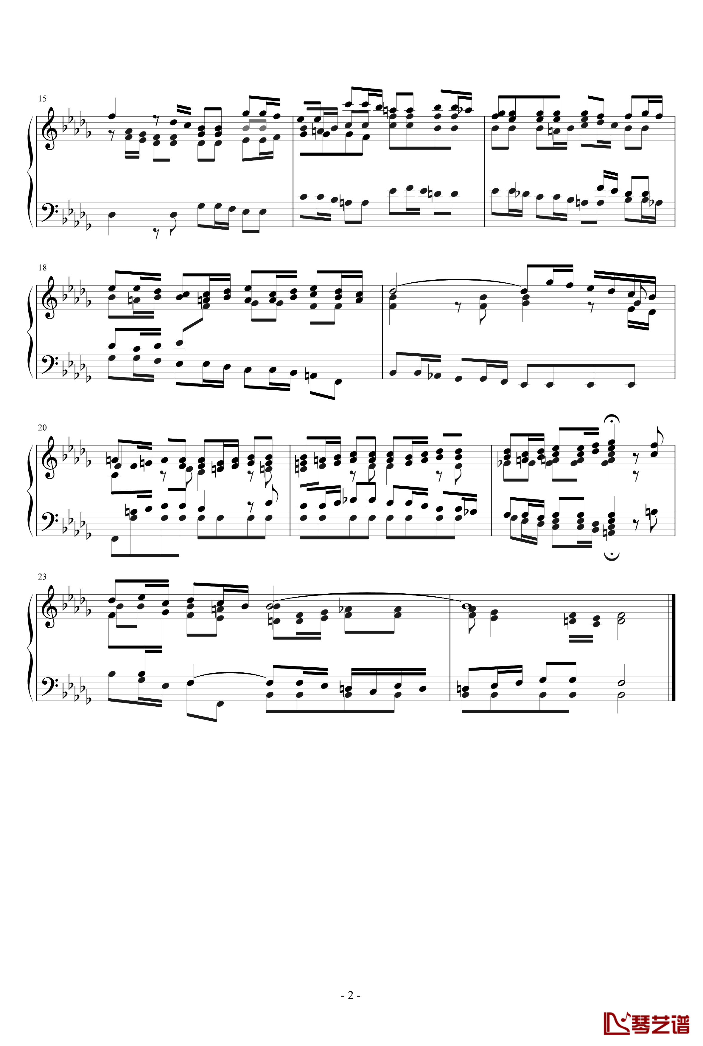 降B小调前奏曲钢琴谱-BWV867-J.S.巴赫2
