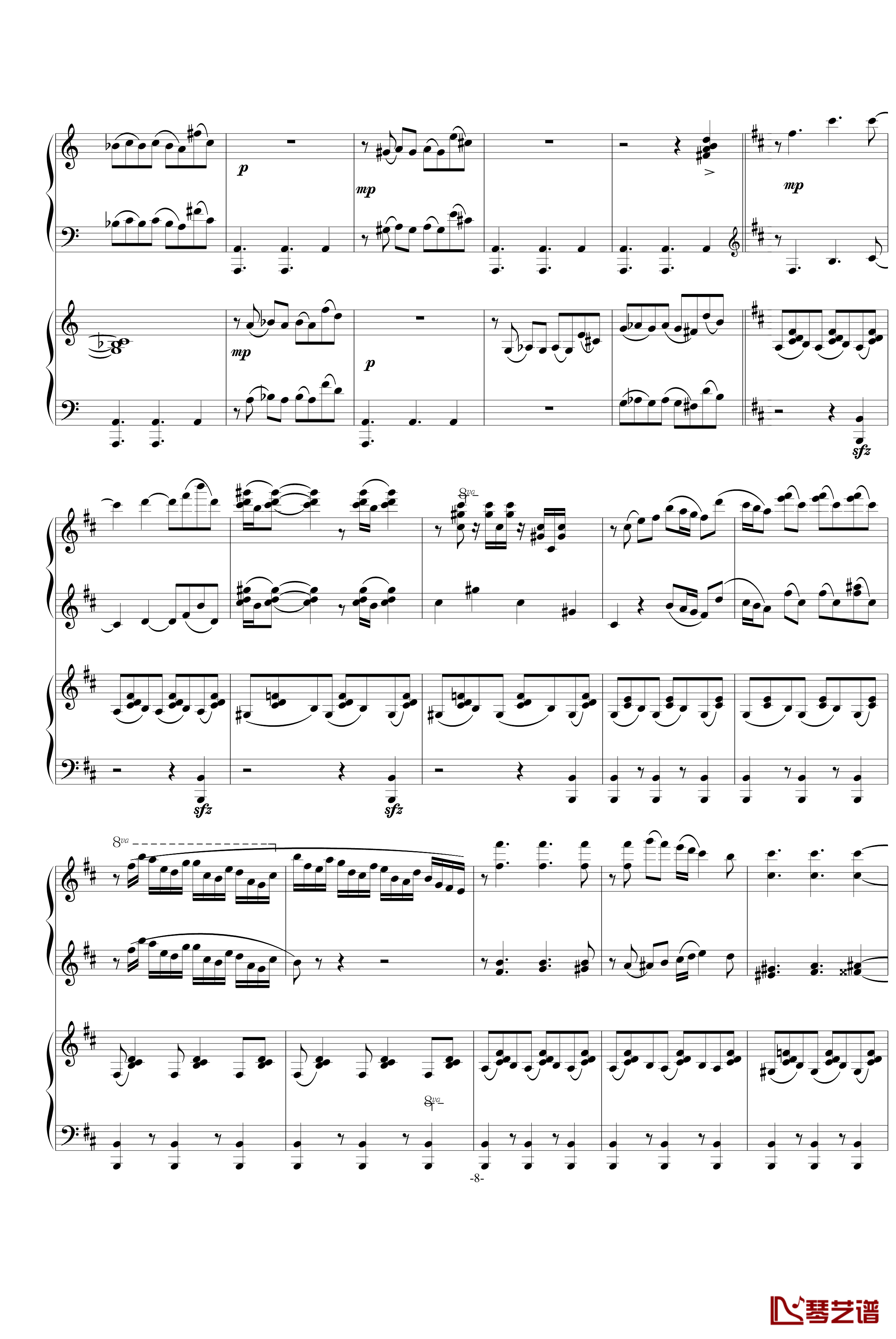 自由探戈钢琴谱-四手联弹-皮亚佐拉8