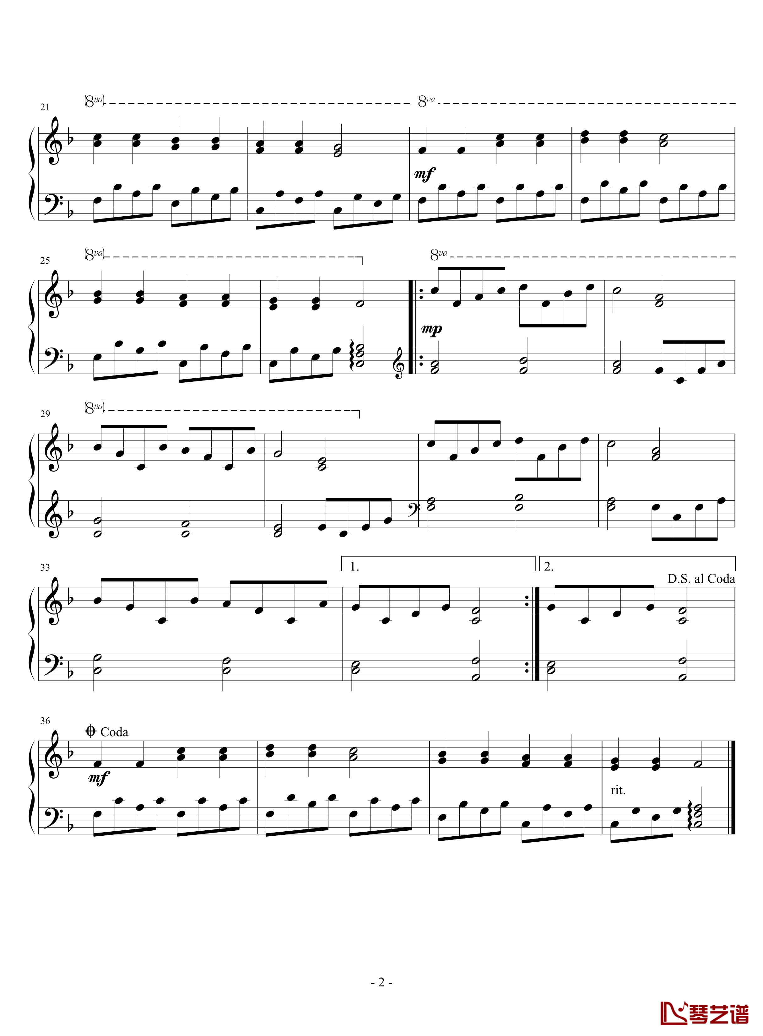 小星星钢琴谱-莫扎特2
