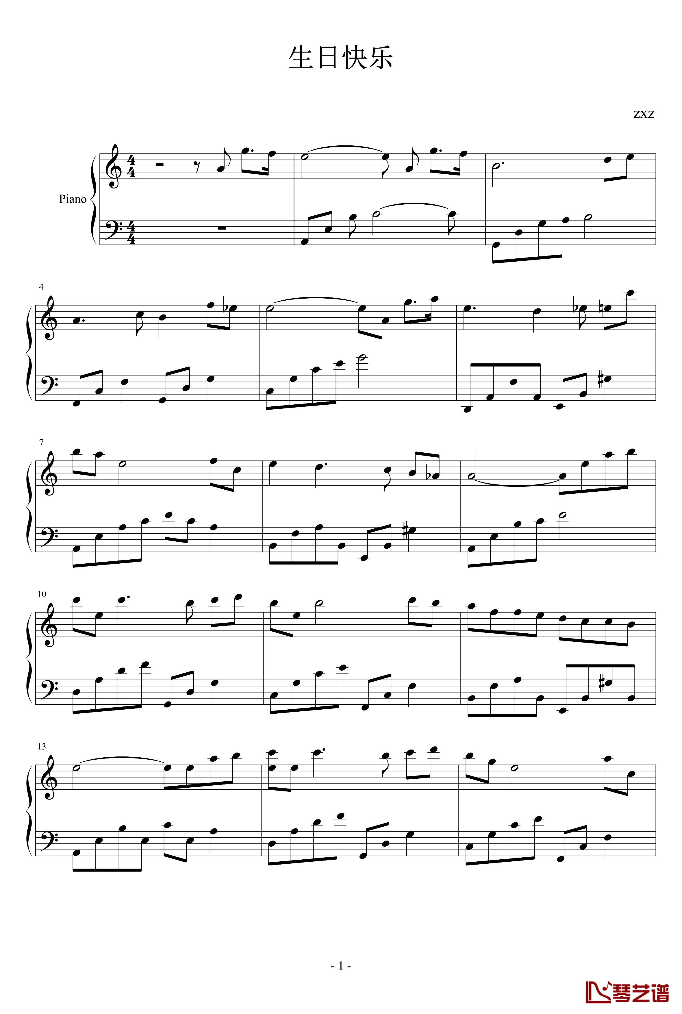 生日快乐钢琴谱-Chopinist1