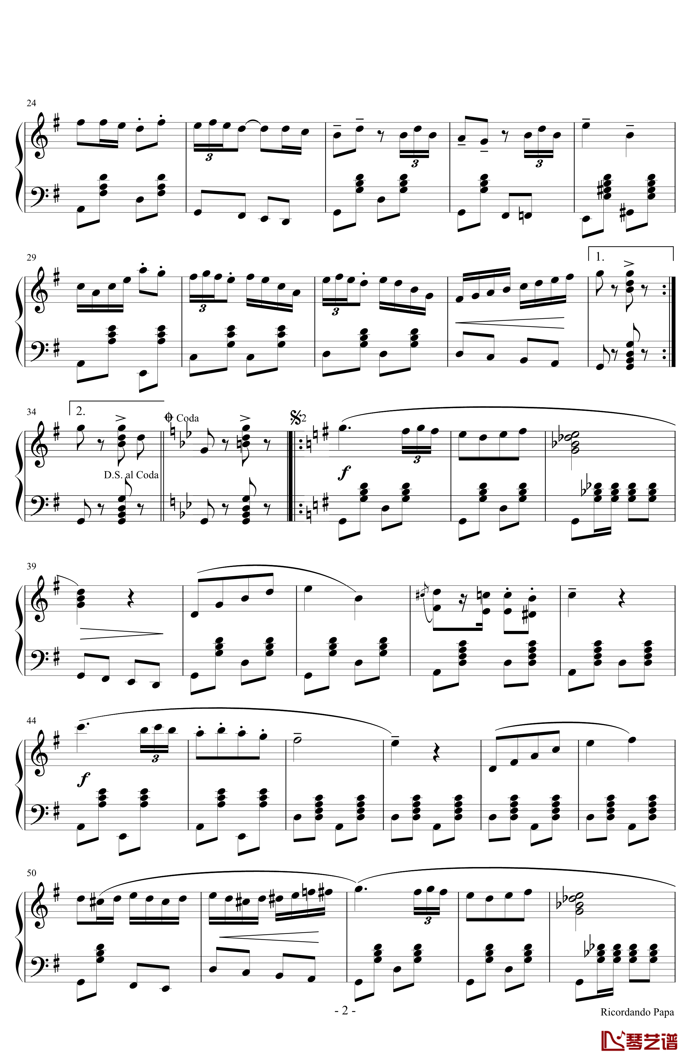 怀念爸爸波尔卡钢琴谱-Carlo Venturi2