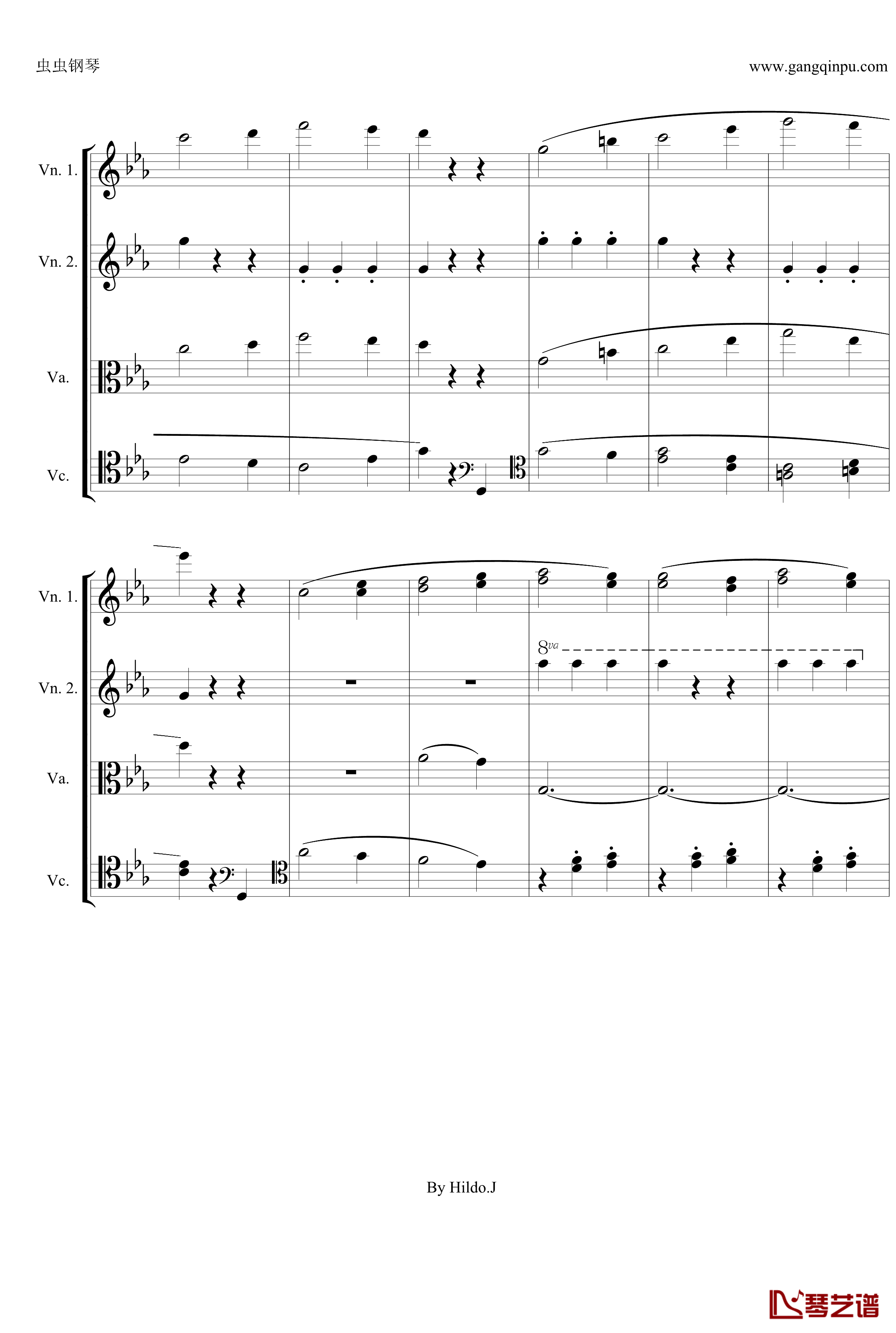 命运交响曲第三乐章钢琴谱-弦乐版-贝多芬-beethoven8