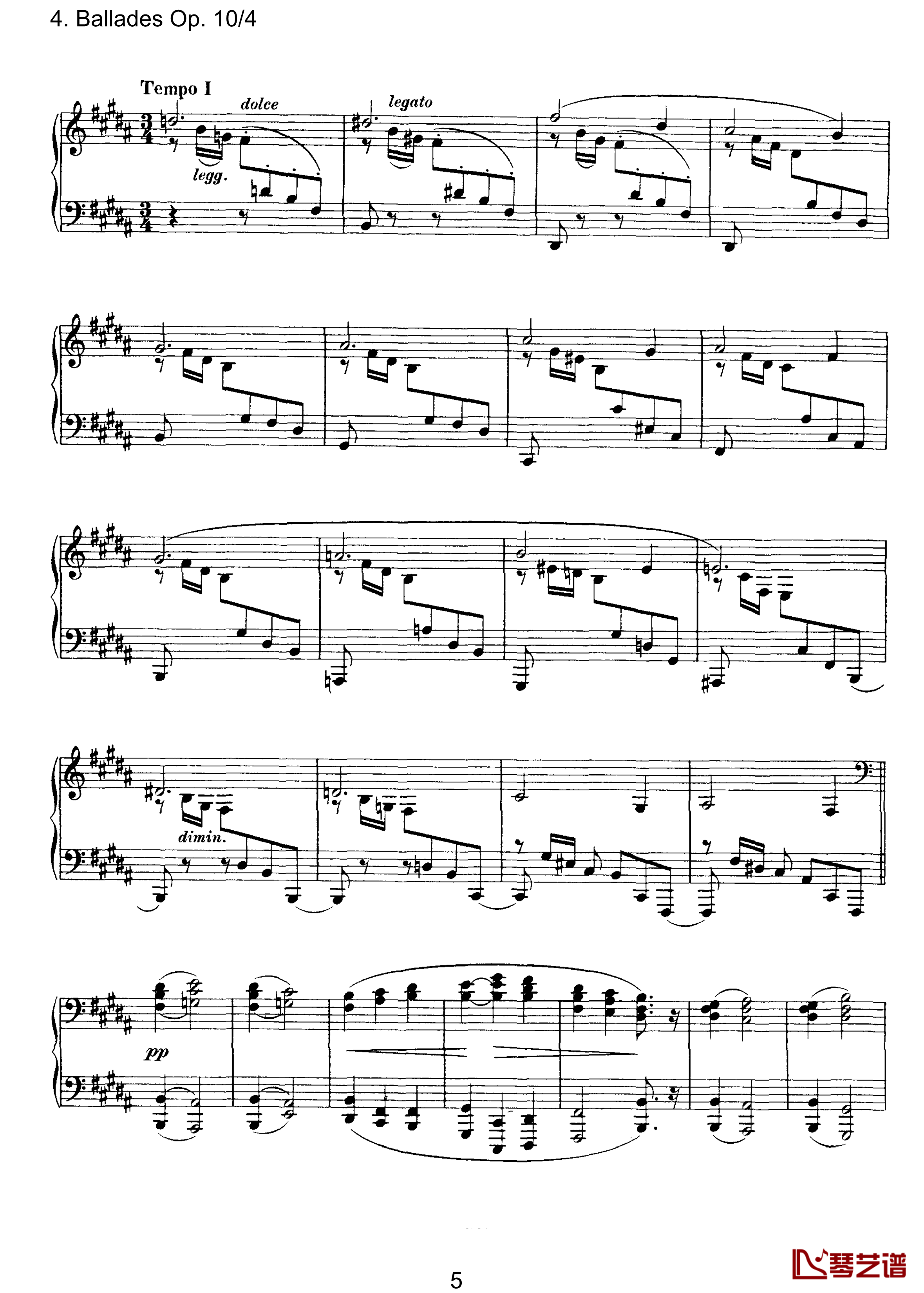 叙事曲钢琴谱-Op.10  No.4-勃拉姆斯5