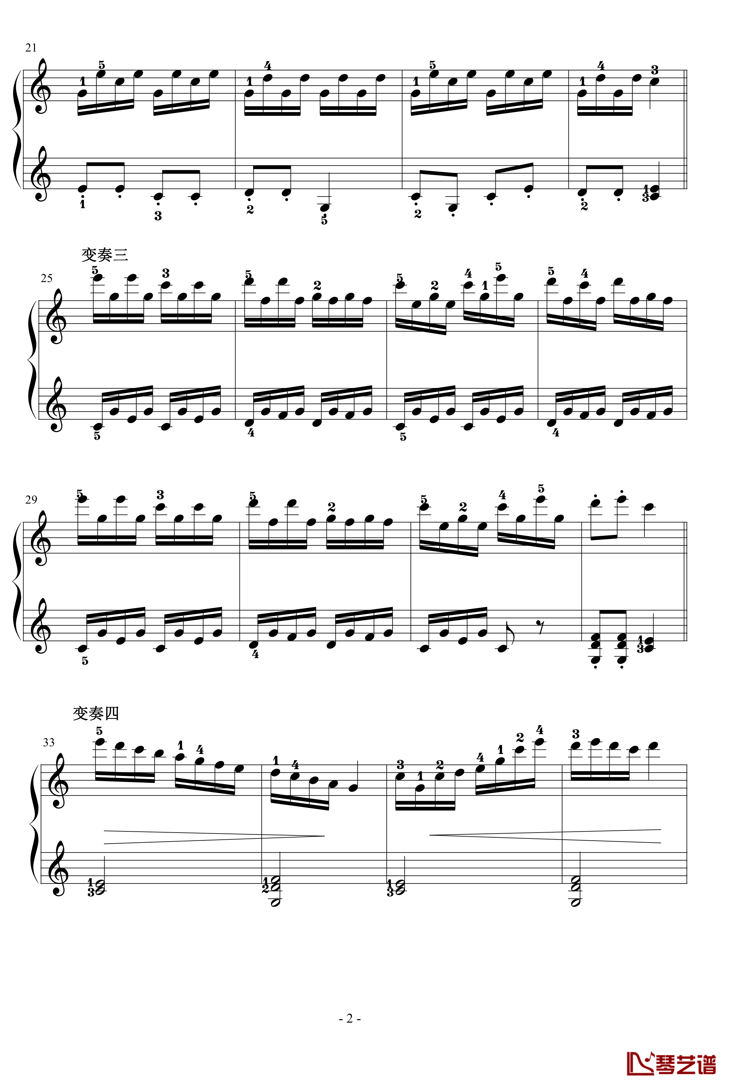 乒乓变奏曲钢琴谱-儿童歌曲2