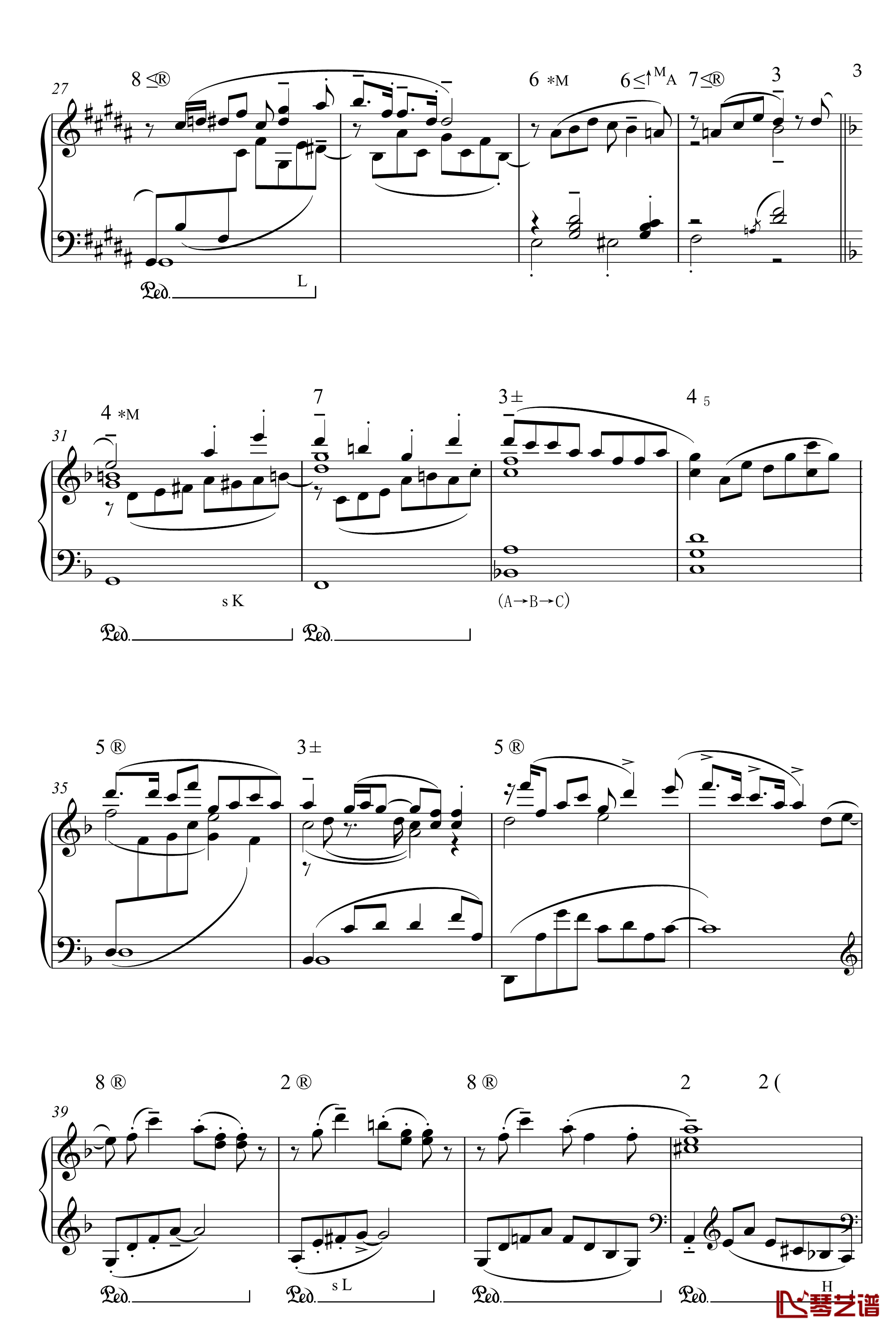罗兰灯道钢琴谱-分析版-南条绘梨子3