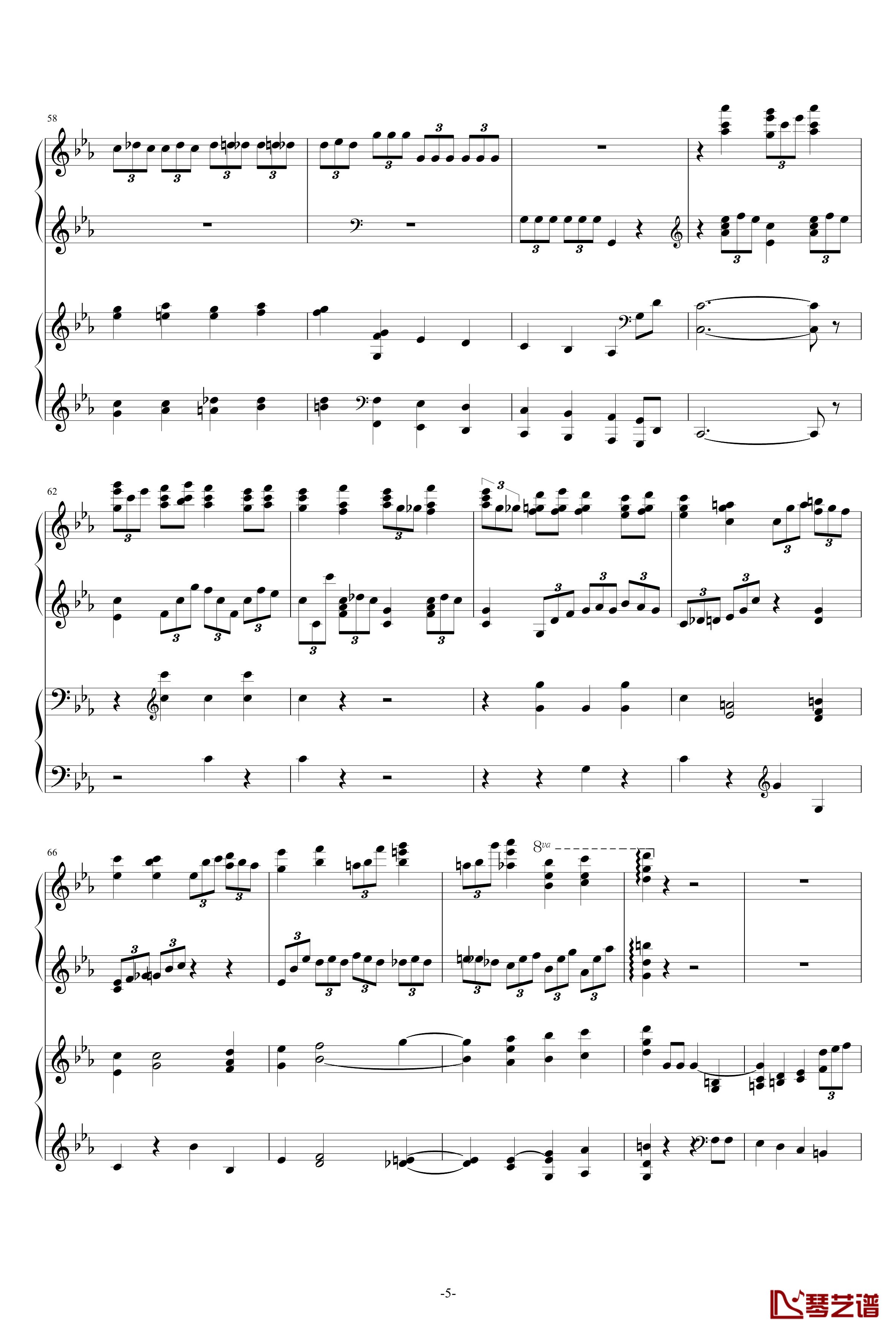 c小调第二钢琴协奏曲第三乐章钢琴谱-拉赫马尼若夫5