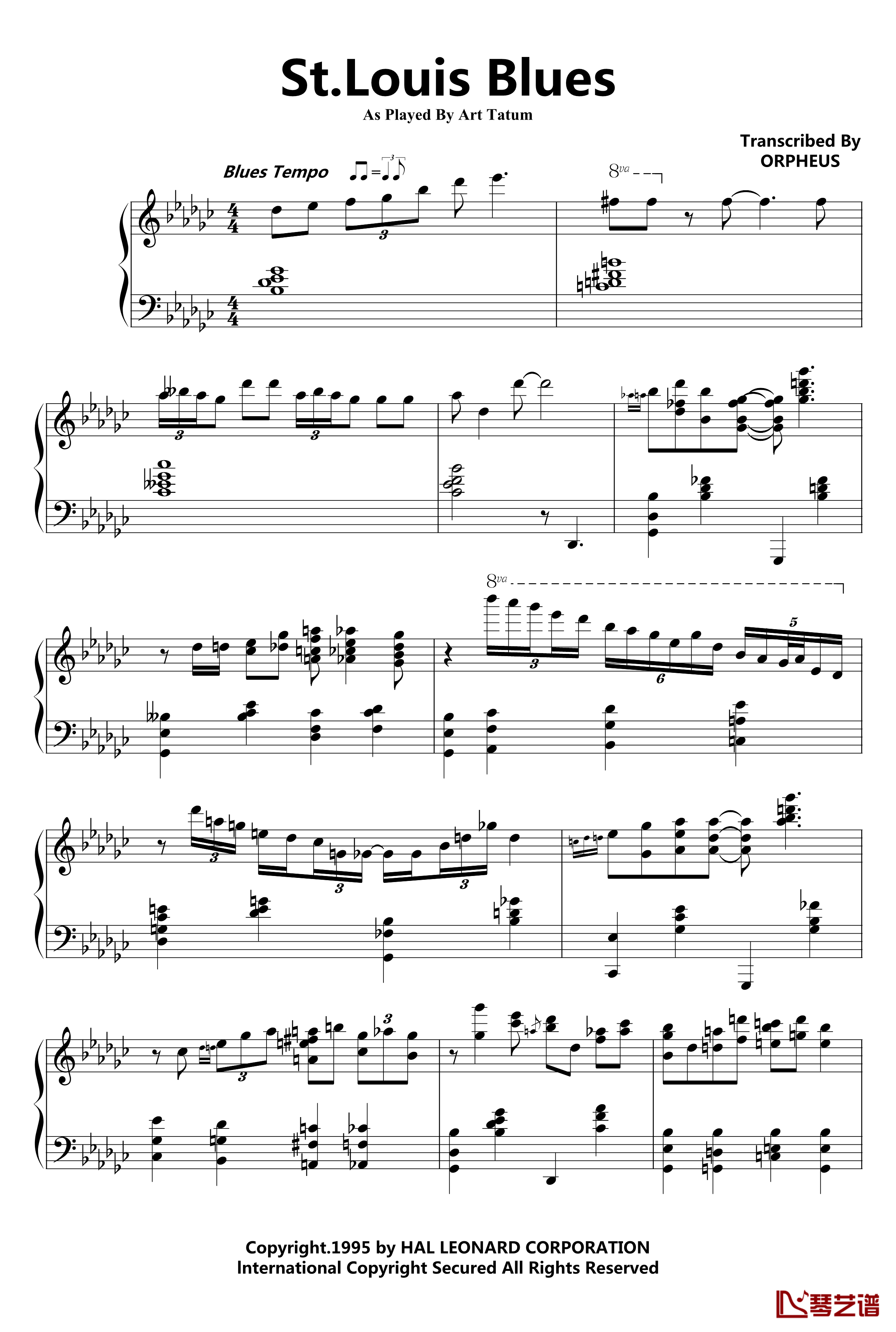 St.Louis Blues钢琴谱-Art Tatum1