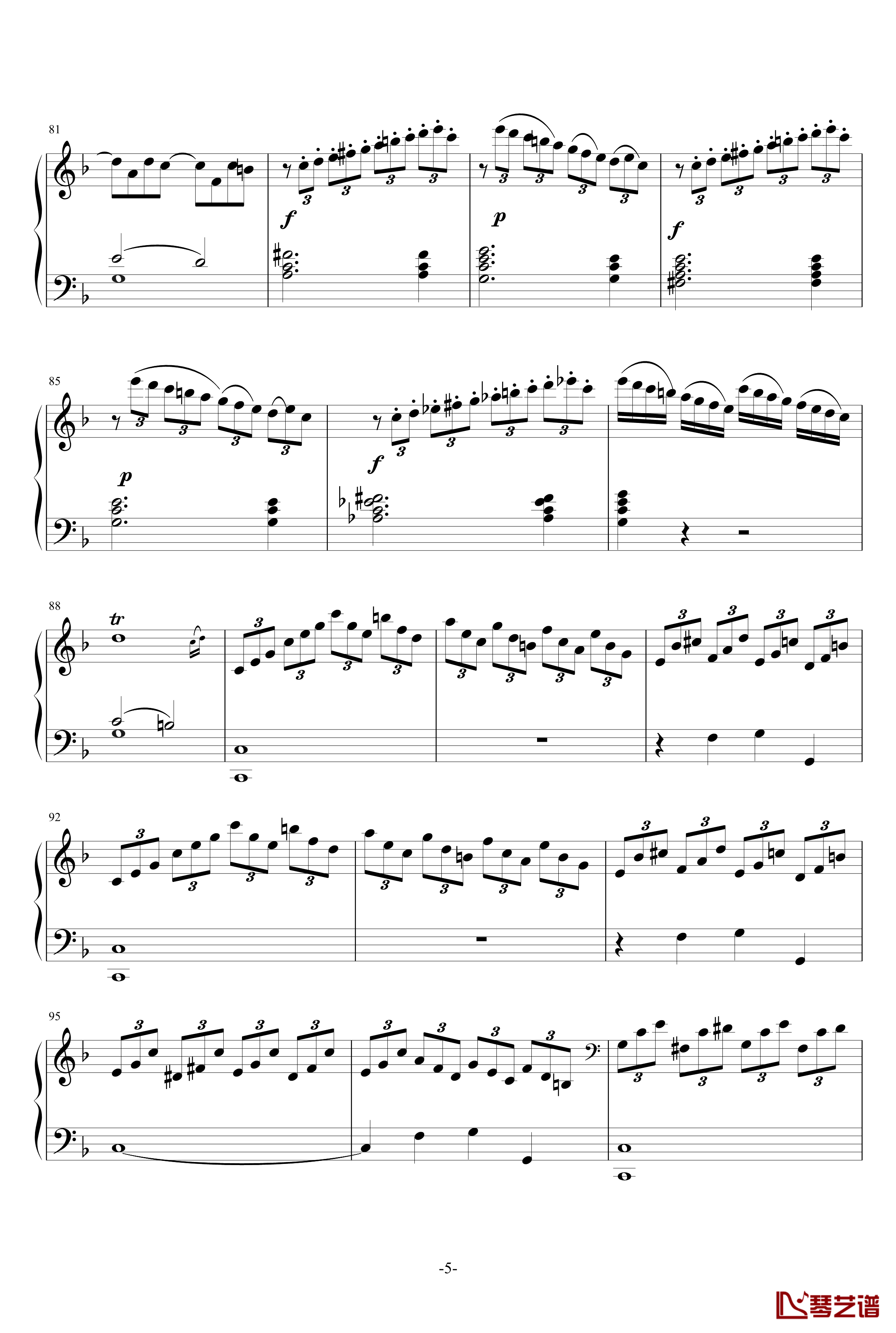 F大调奏鸣曲钢琴谱-莫扎特5