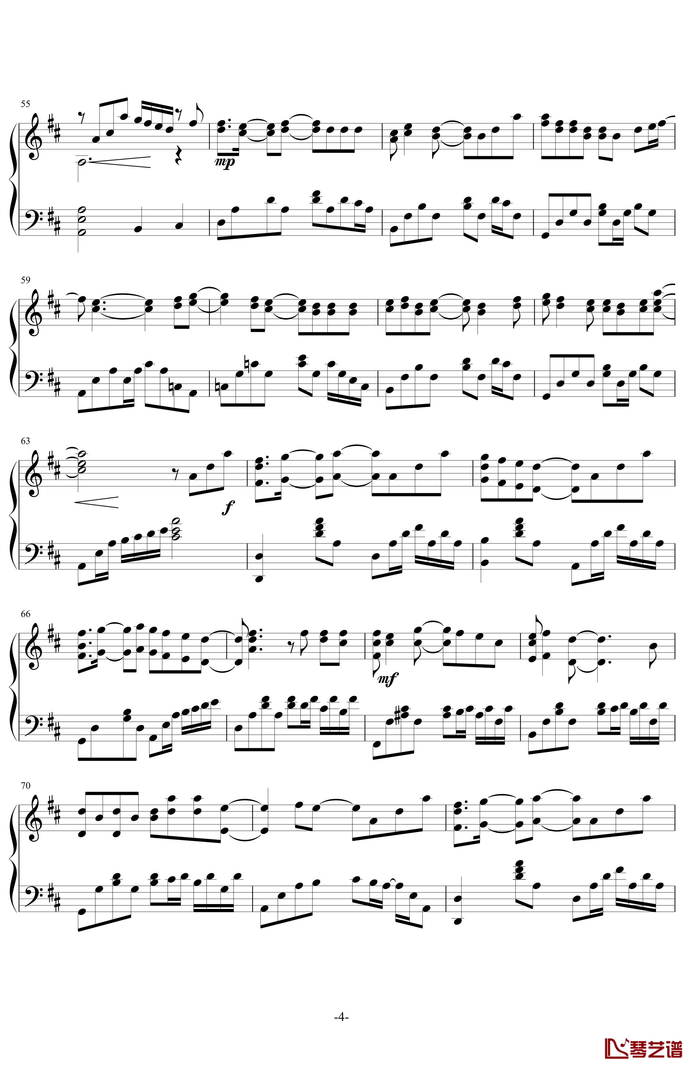 热带雨林钢琴谱-S.H.E4