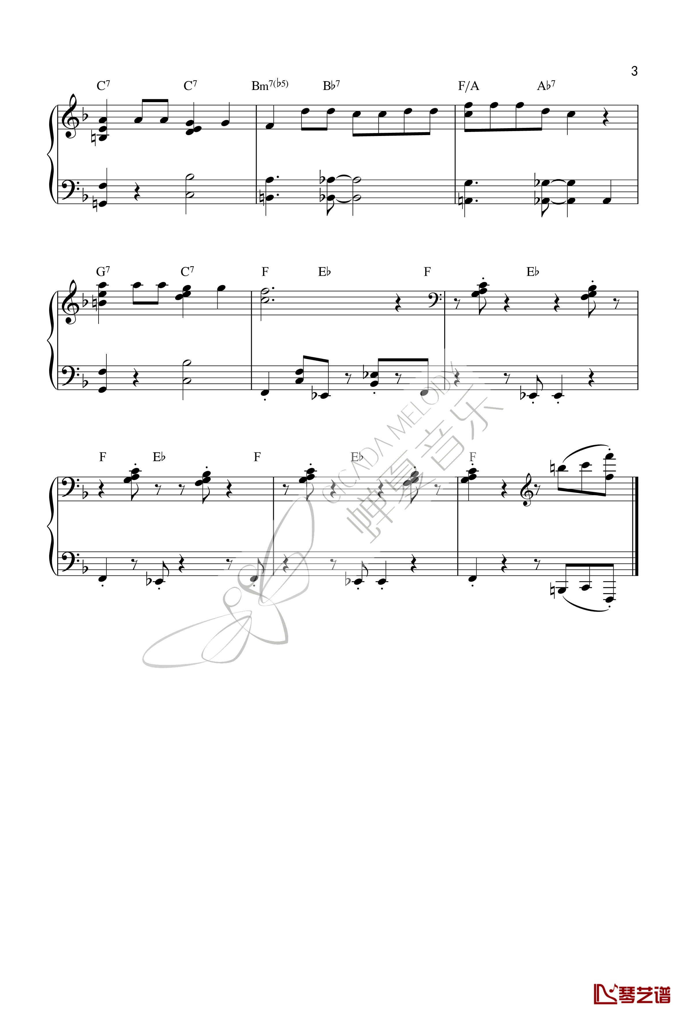 爵士版钢琴谱-唐老鸭3