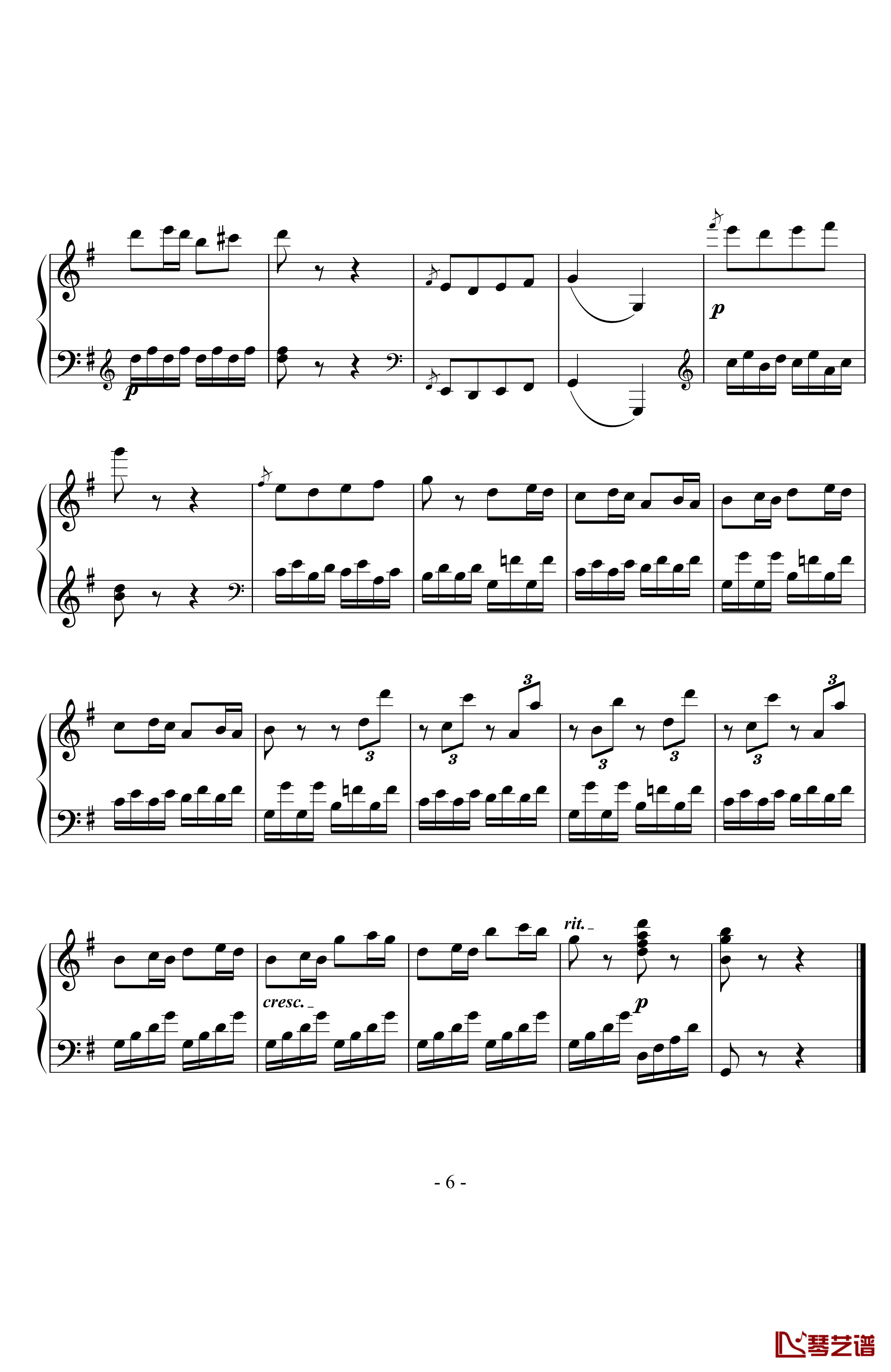 贝多芬第二十五钢琴奏鸣曲钢琴谱-贝多芬-beethoven6