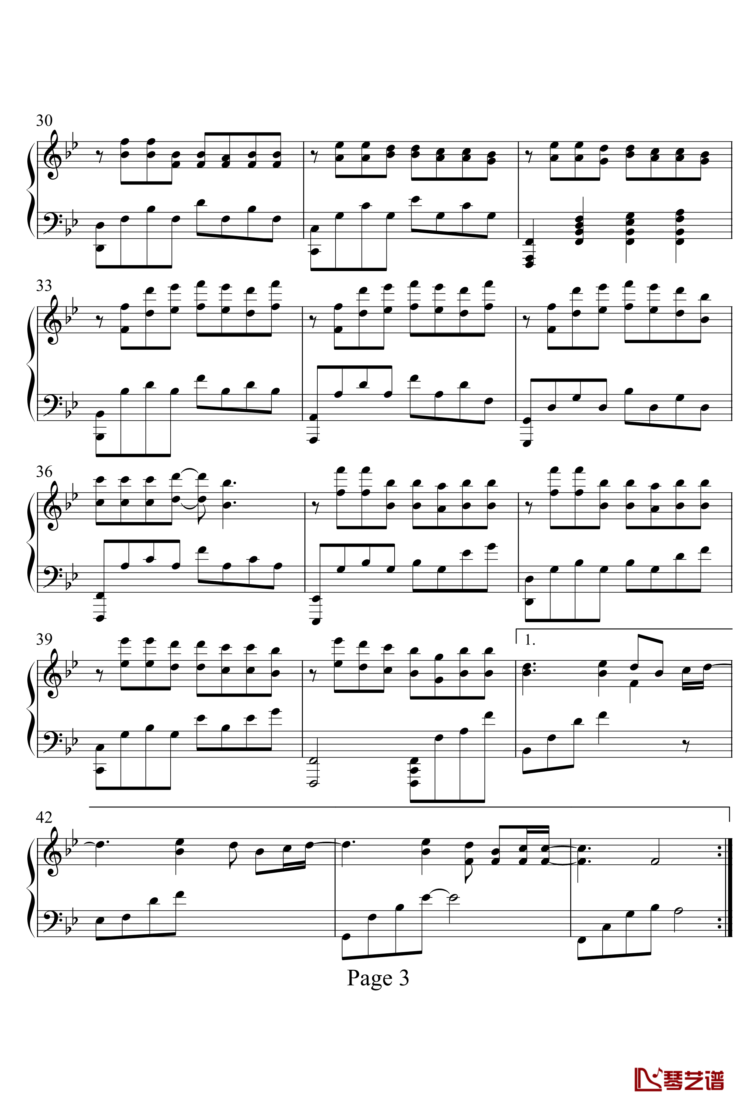安静钢琴谱-演奏版-周杰伦3