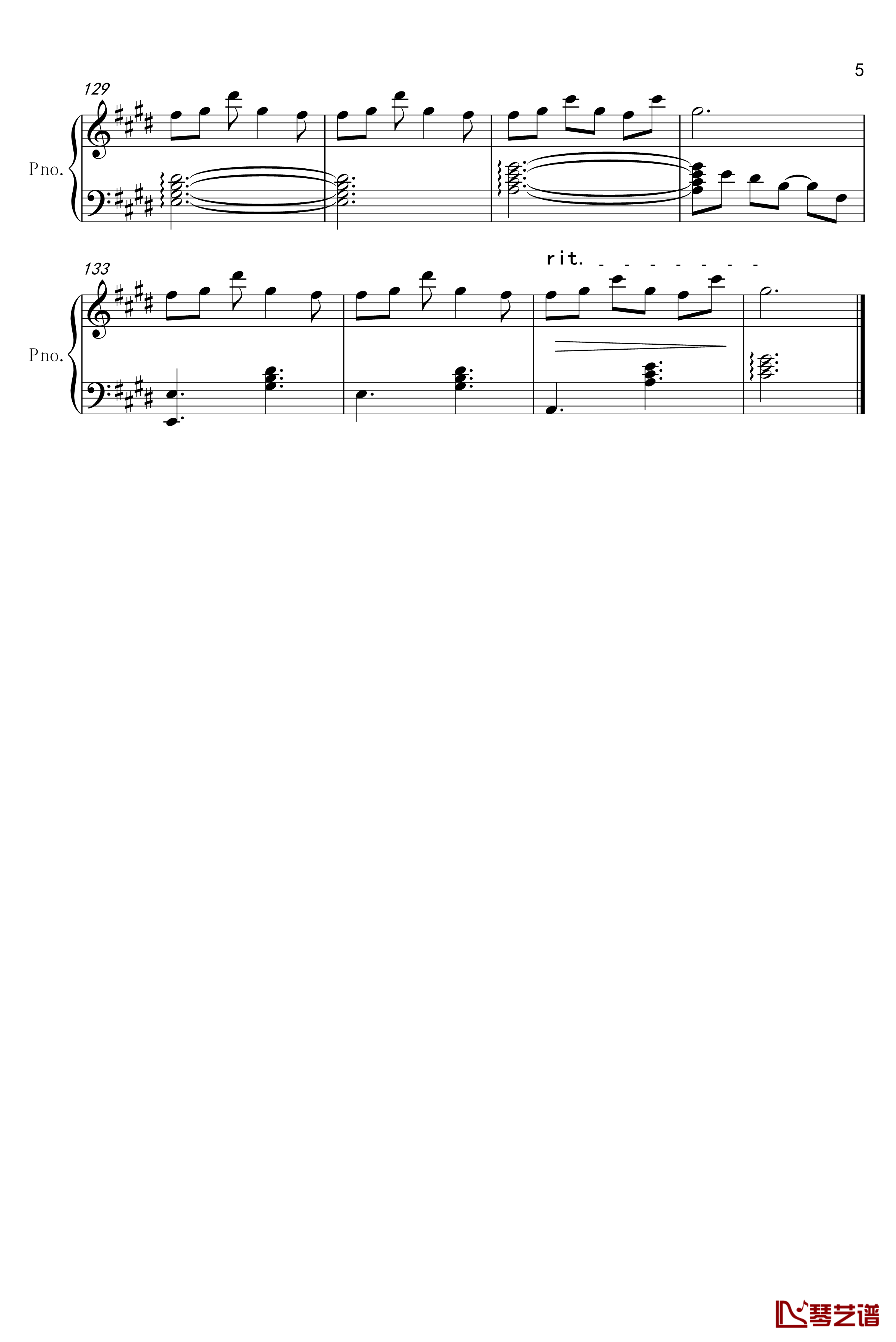 月球钢琴谱-完美独奏版-银临5