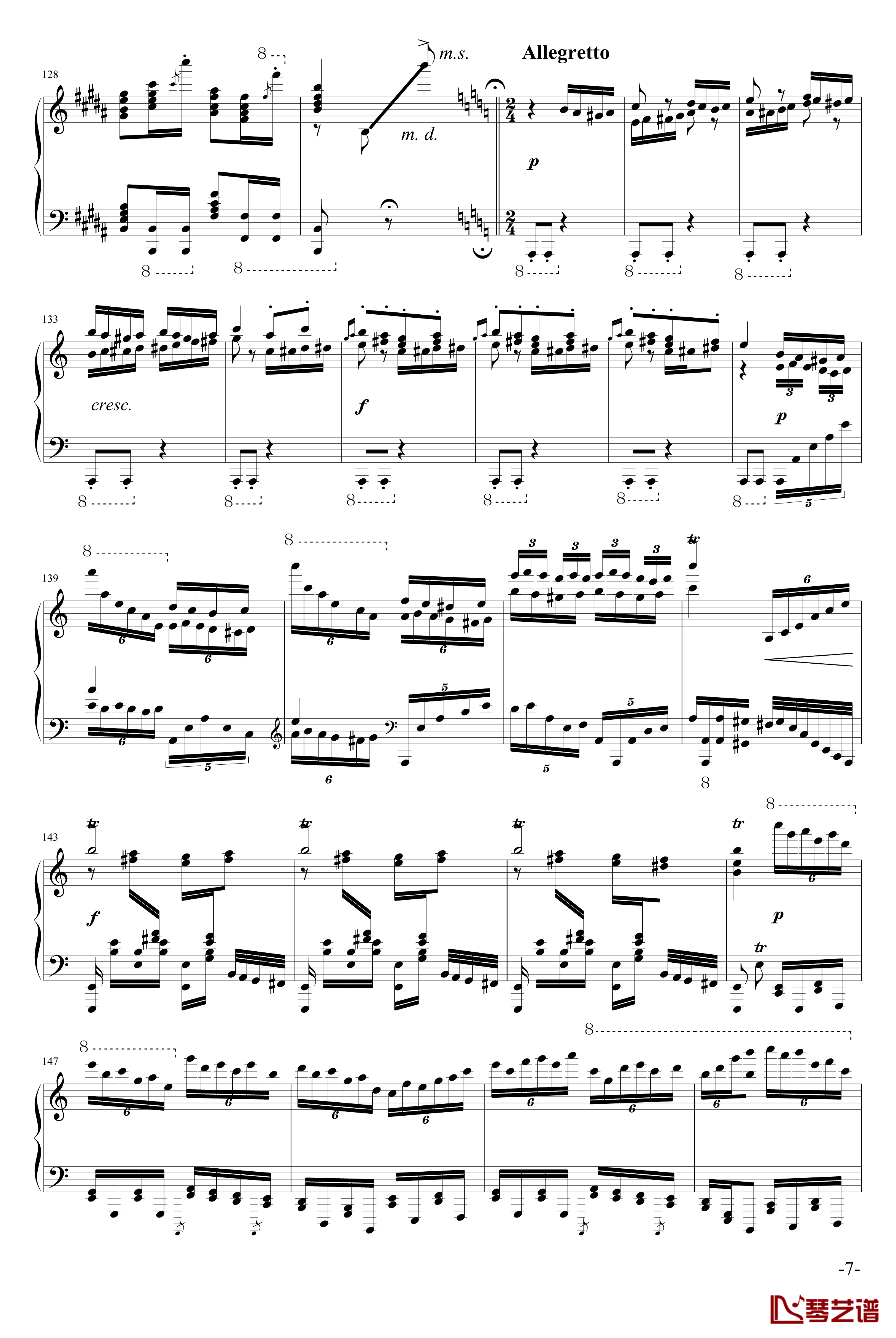 土耳其进行曲钢琴谱-改编版-莫扎特7