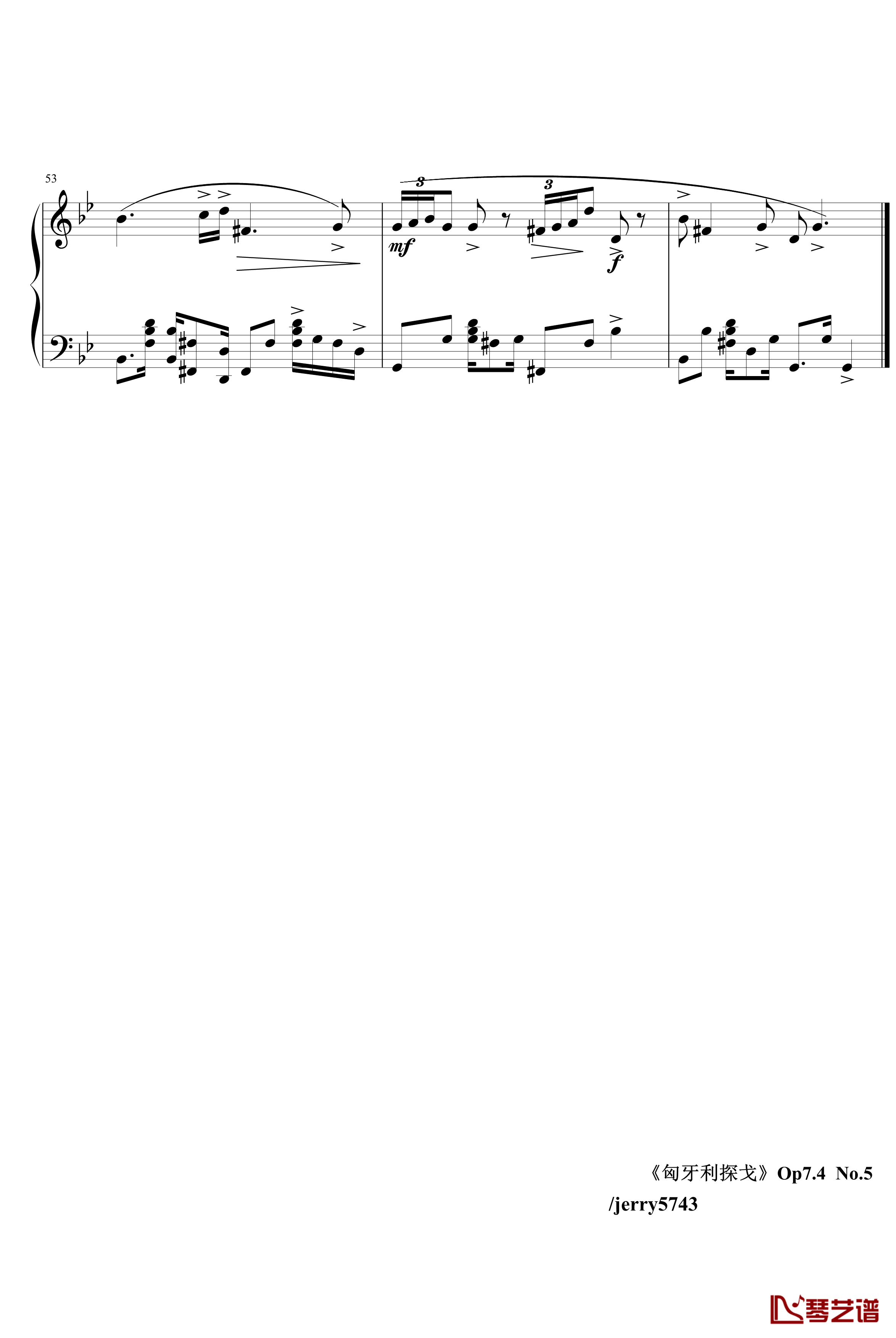 匈牙利探戈Op7.4钢琴谱-异国风情-jerry57435