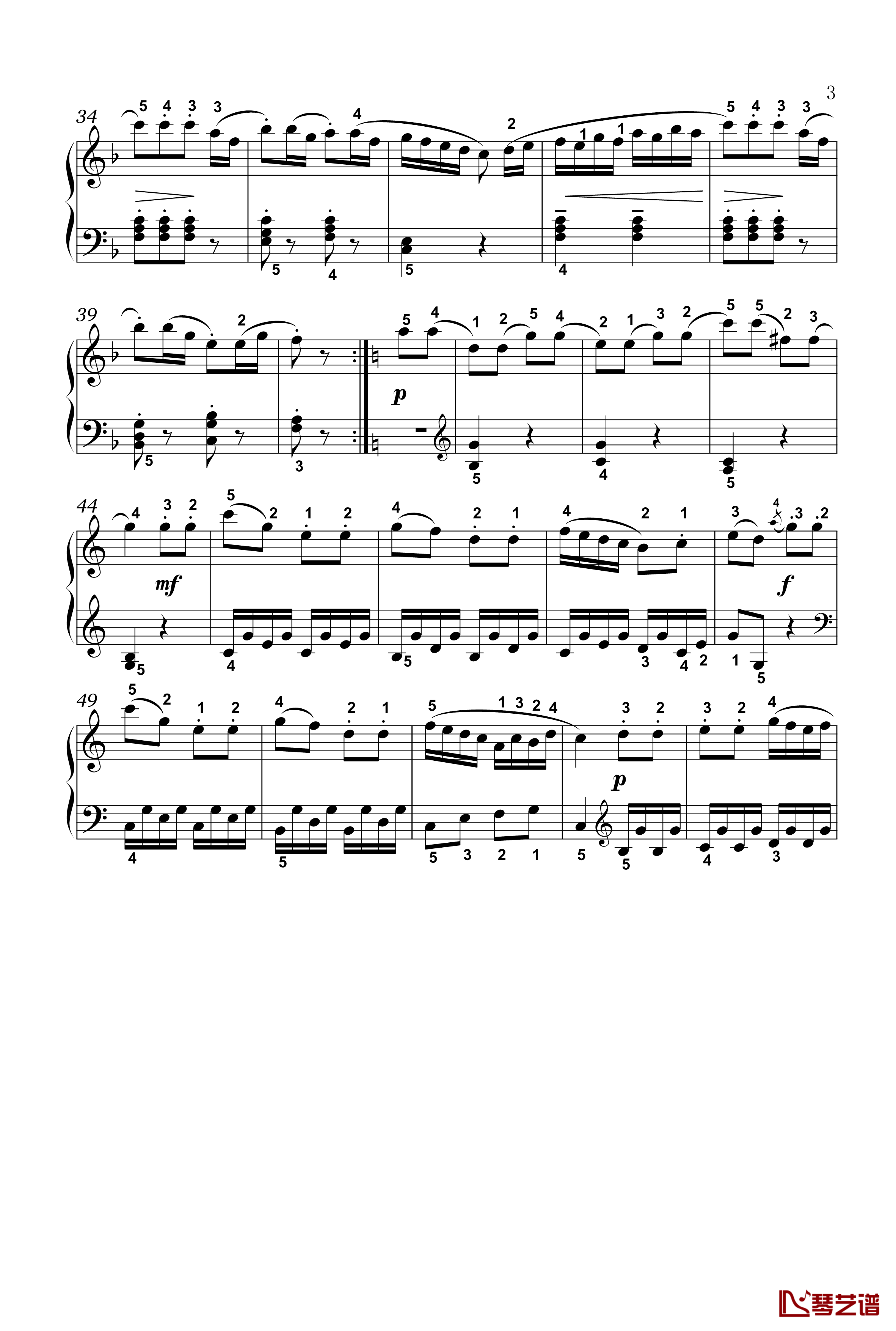 回旋曲钢琴谱-四级-普莱耶尔3