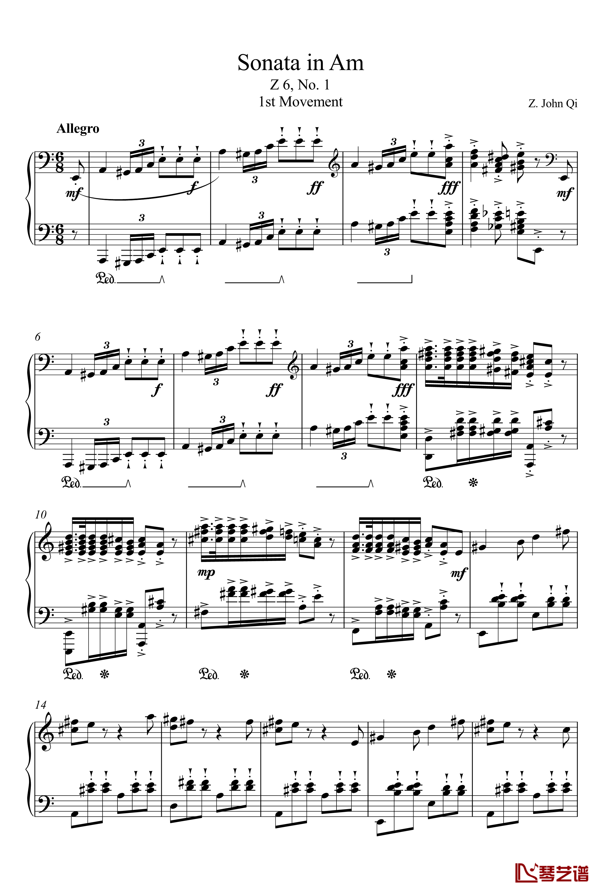Sonata No. 1 in Am钢琴谱-漆政-Z6 -1st Movement1
