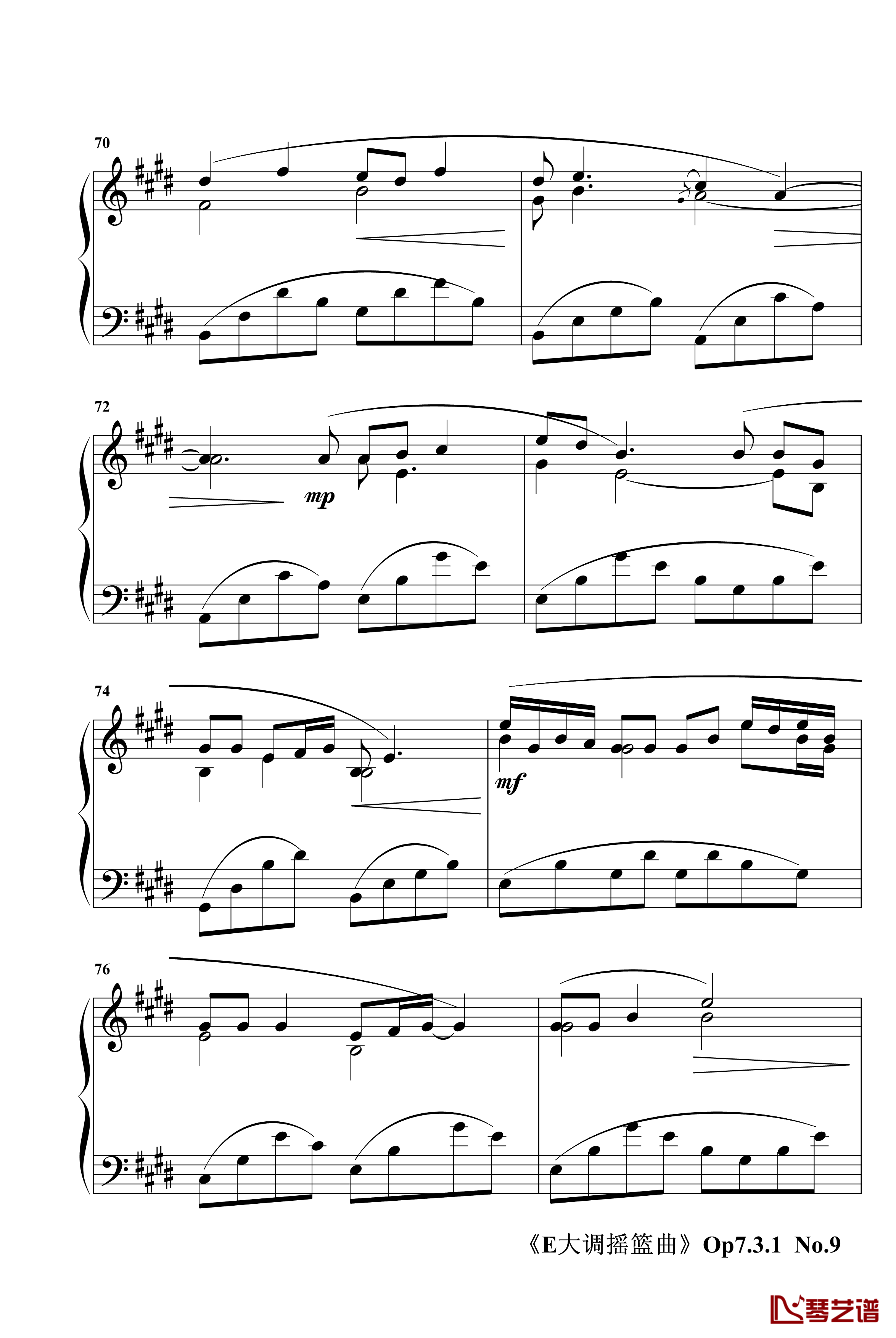 E大调摇篮曲Op7.3.1钢琴谱-jerry57439