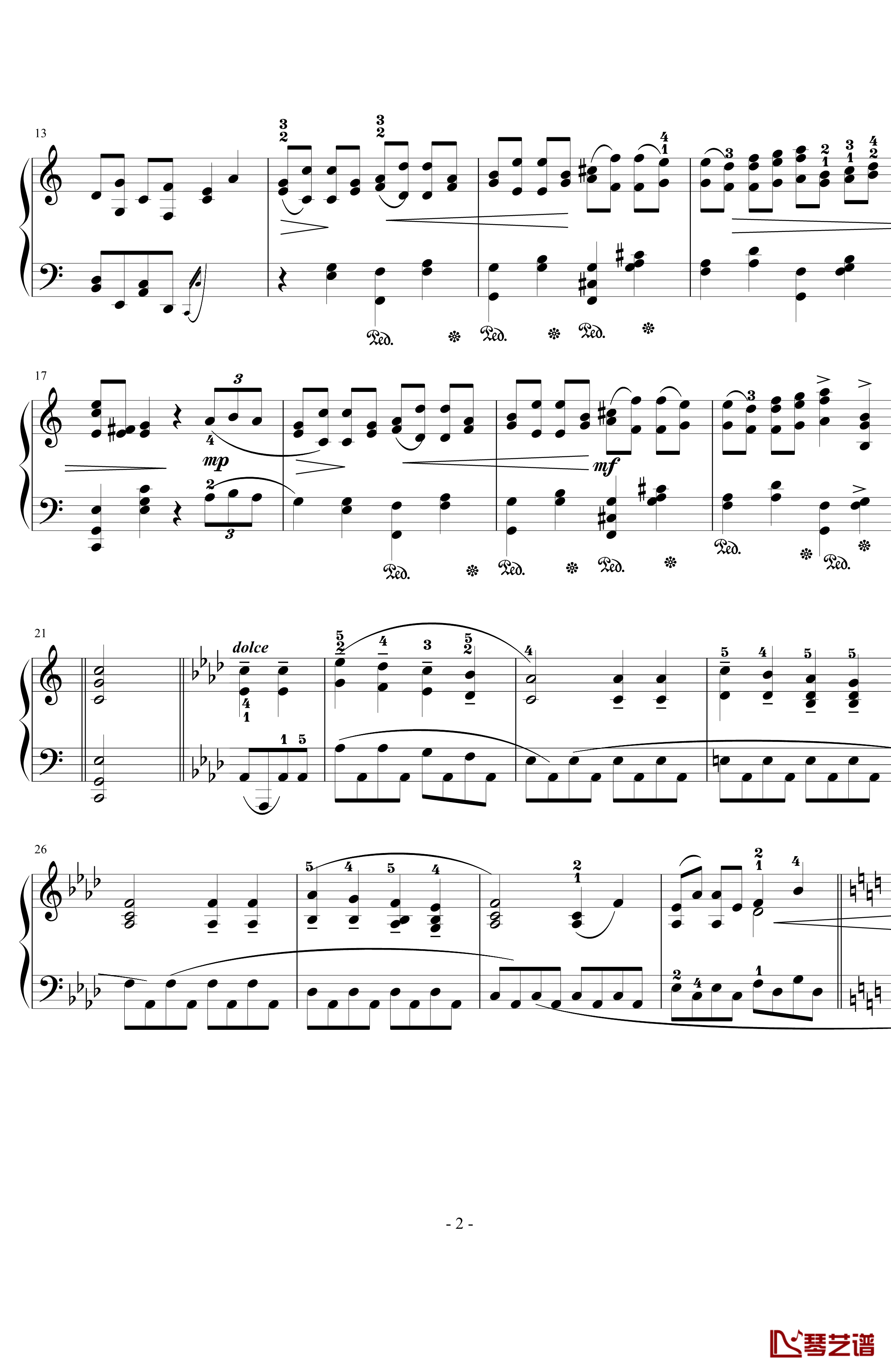 加沃特舞曲钢琴谱-Op.94  No.6-西贝柳斯2