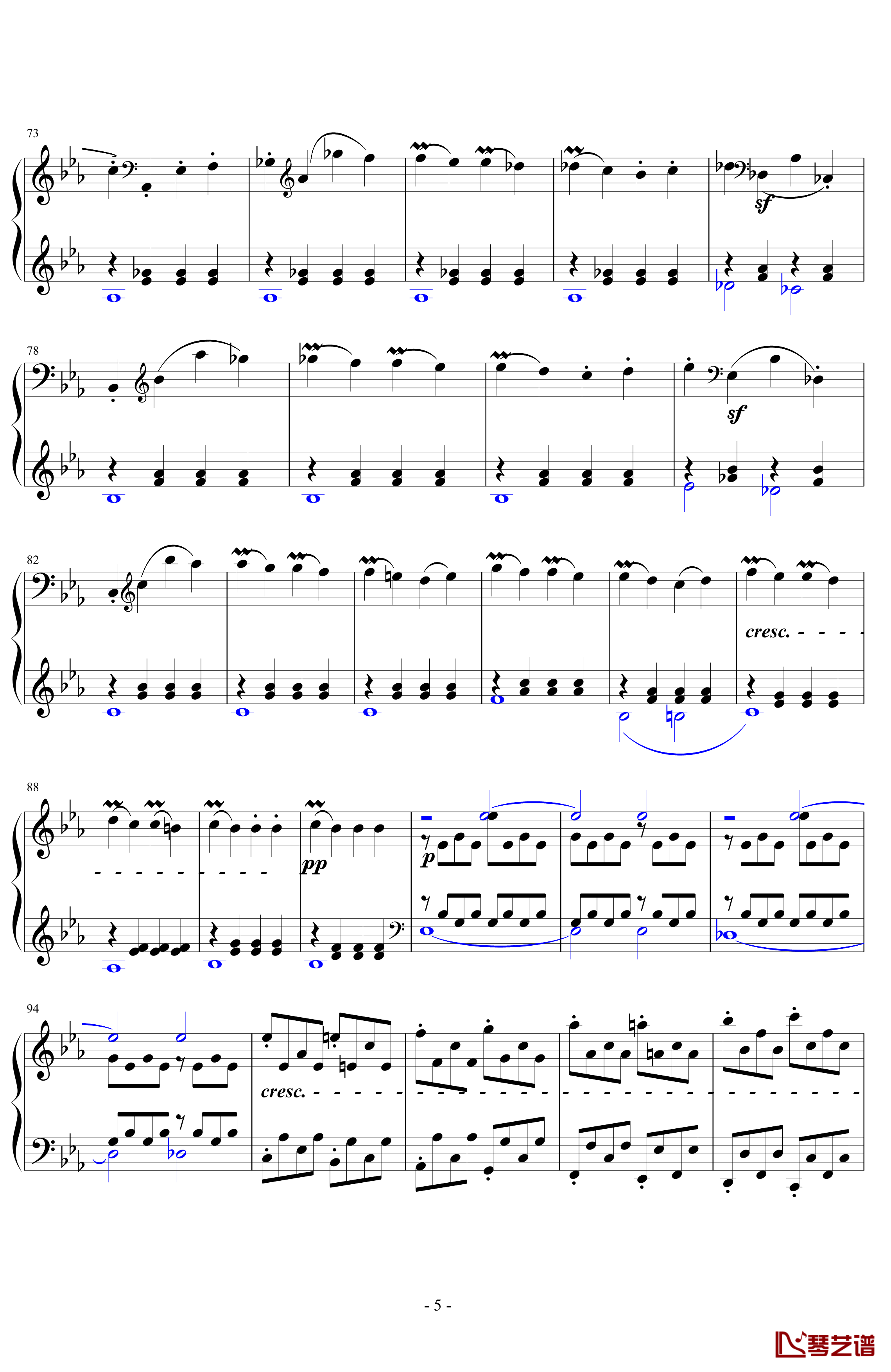 悲怆奏鸣曲第一乐章钢琴谱-贝多芬-beethoven5