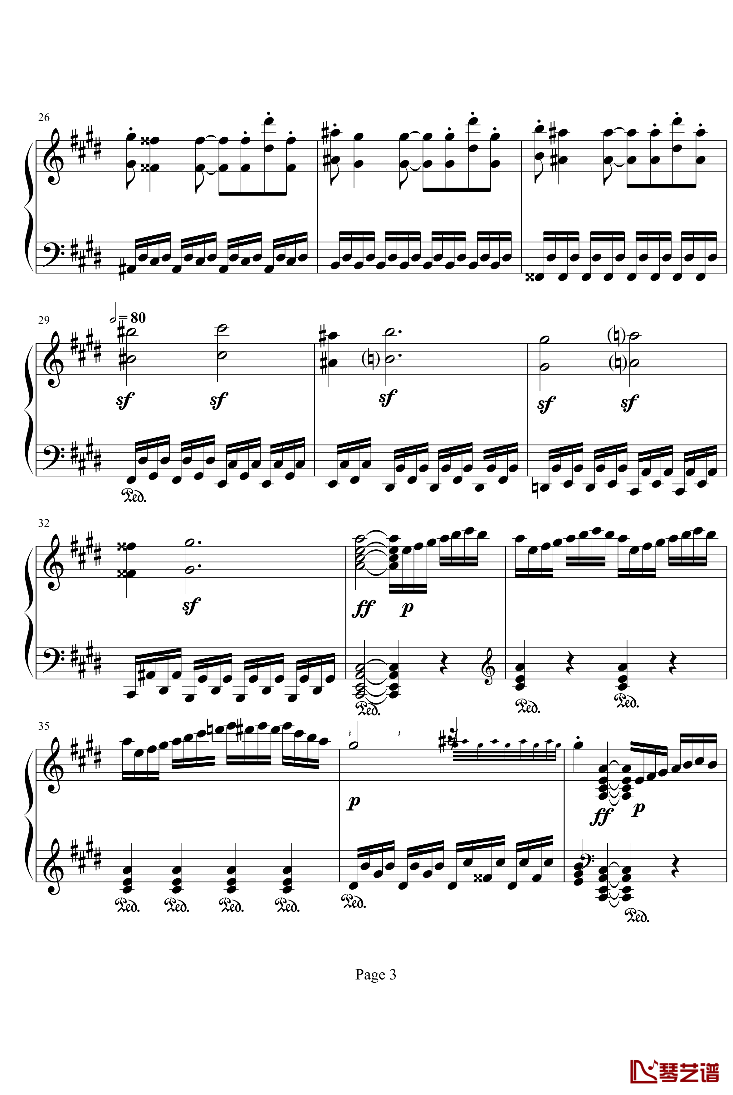 月光奏明曲钢琴谱-作品27之2-贝多芬-beethoven3