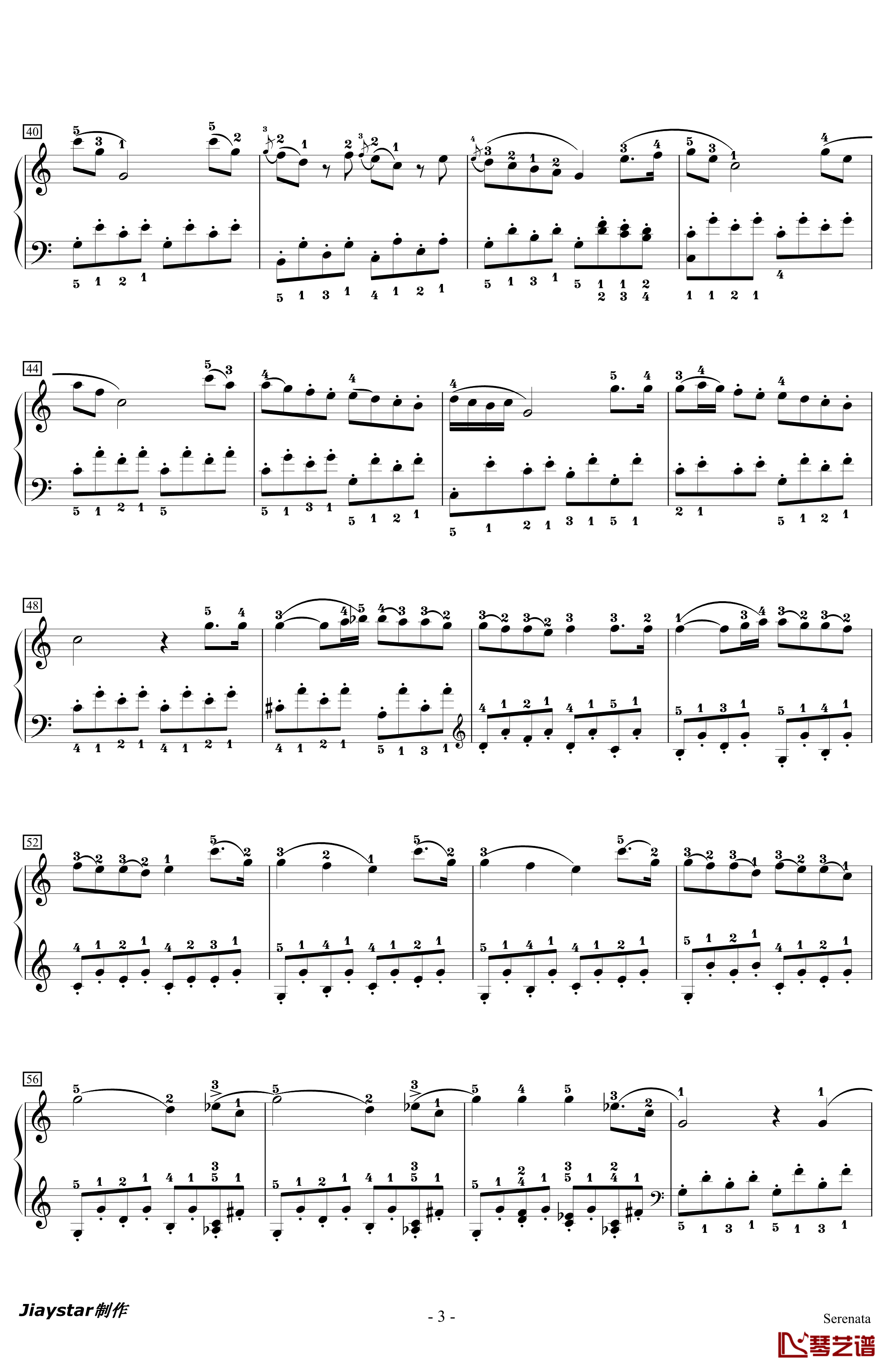 小夜曲钢琴谱-如歌的行板-附指法-海顿3