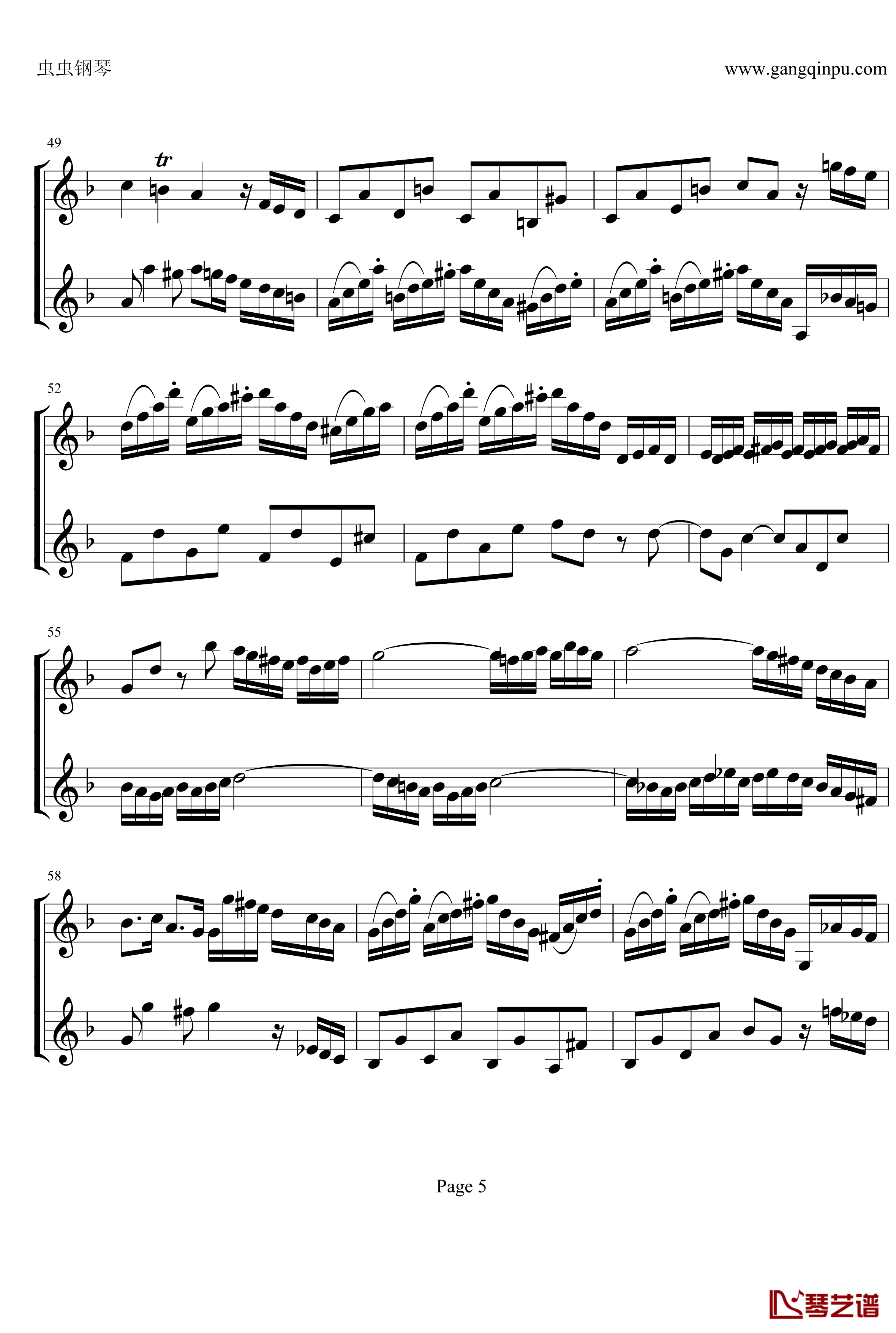 d小调双小提琴协奏曲钢琴谱-第1乐章-巴赫-P.E.Bach5