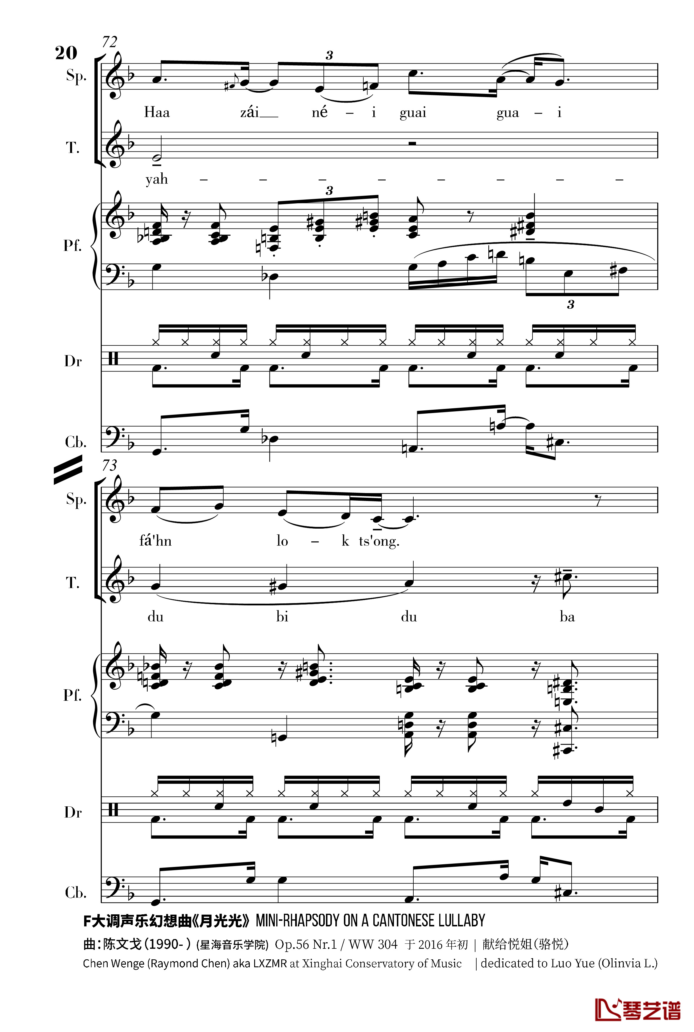 月光光钢琴谱-声乐幻想曲-陈文戈20