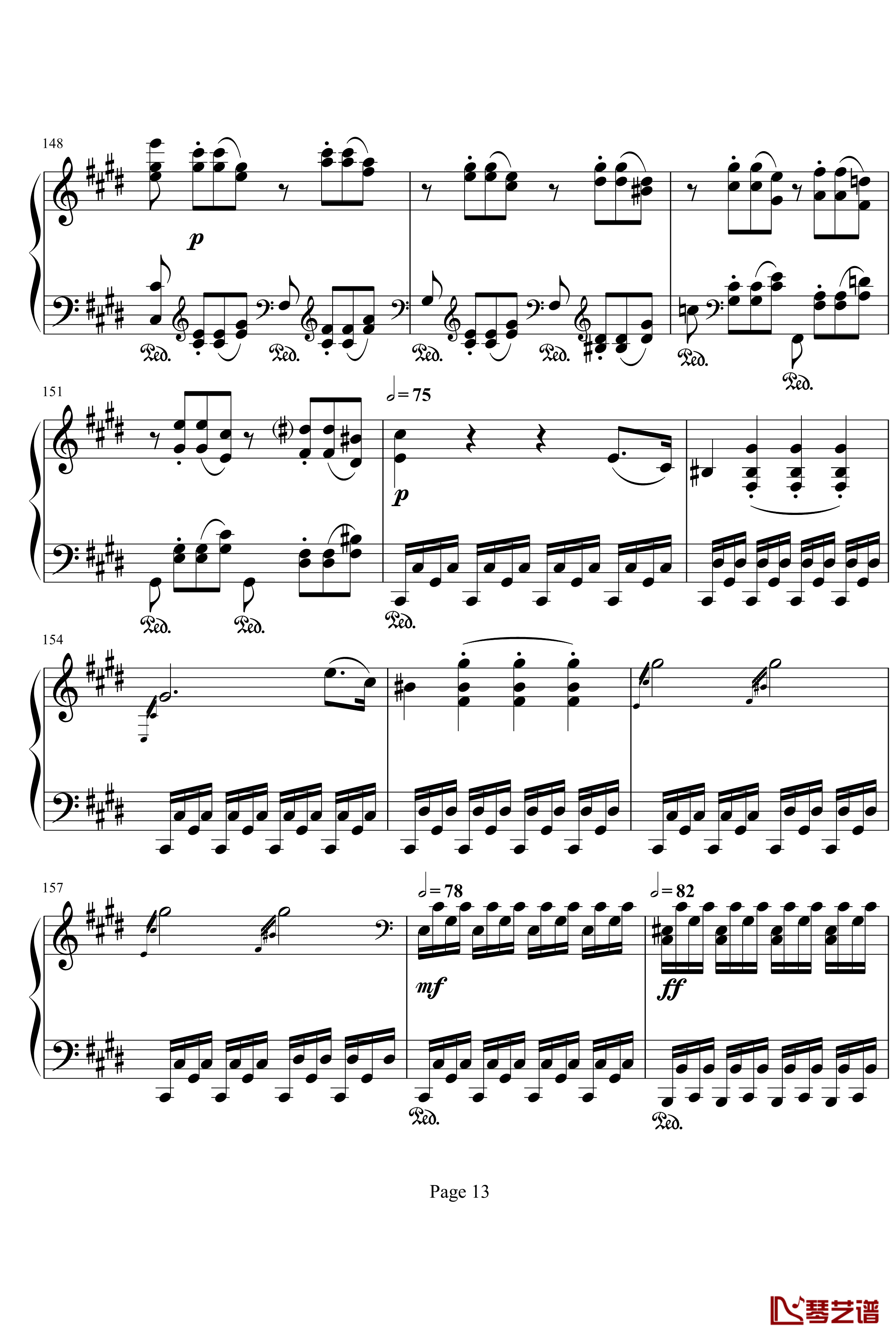 月光奏明曲钢琴谱-作品27之2-贝多芬-beethoven13