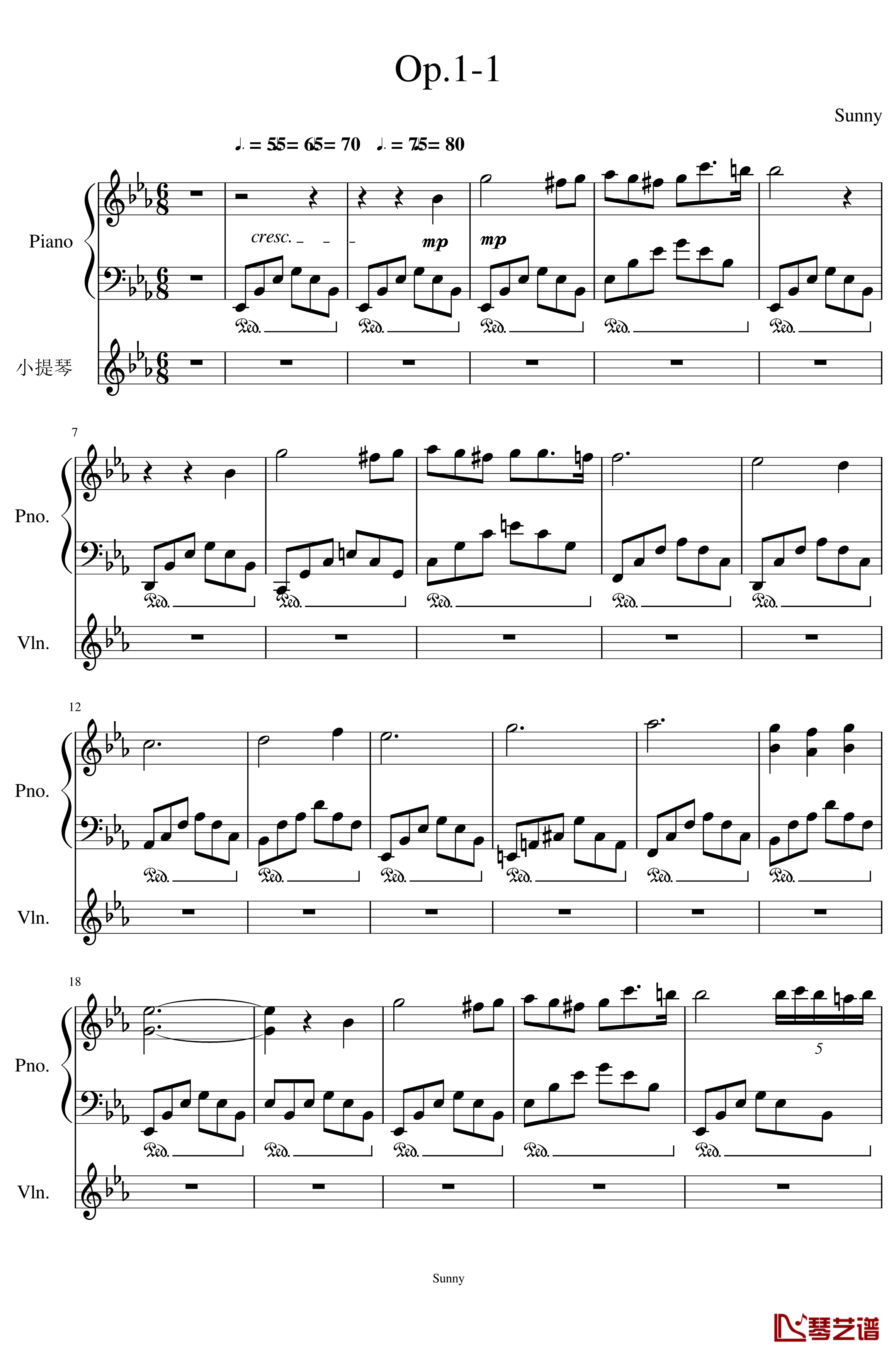 Op.1-1 钢琴谱-My First Music-SunnyAK471