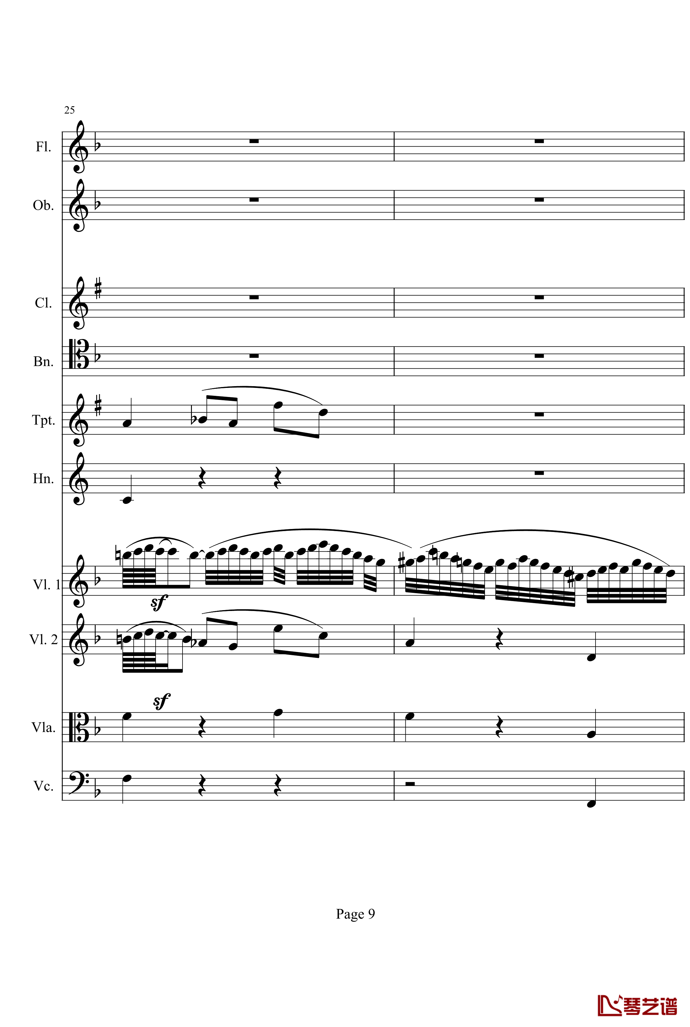 奏鸣曲之交响钢琴谱-第1首-Ⅱ-贝多芬-beethoven9