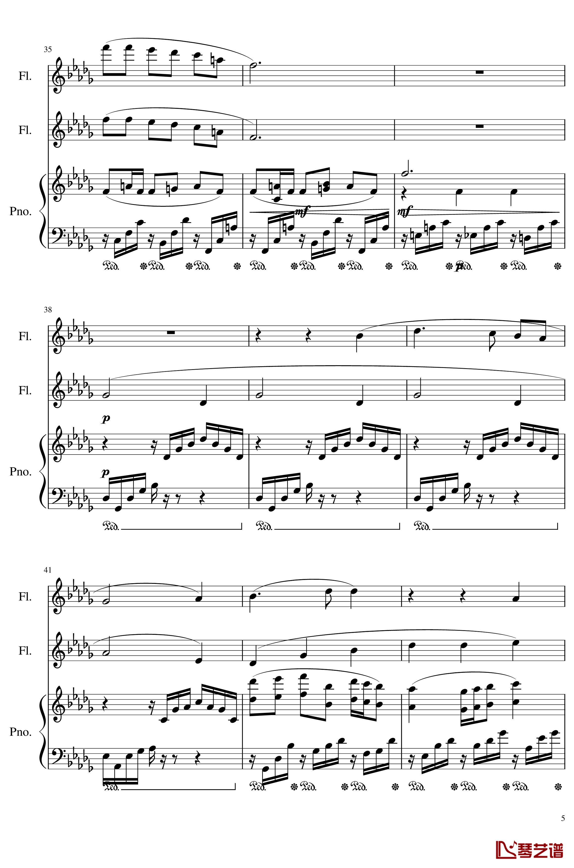 Faure:Clair de lune, Op.46 No.2钢琴谱-福雷-Arr.Rube5