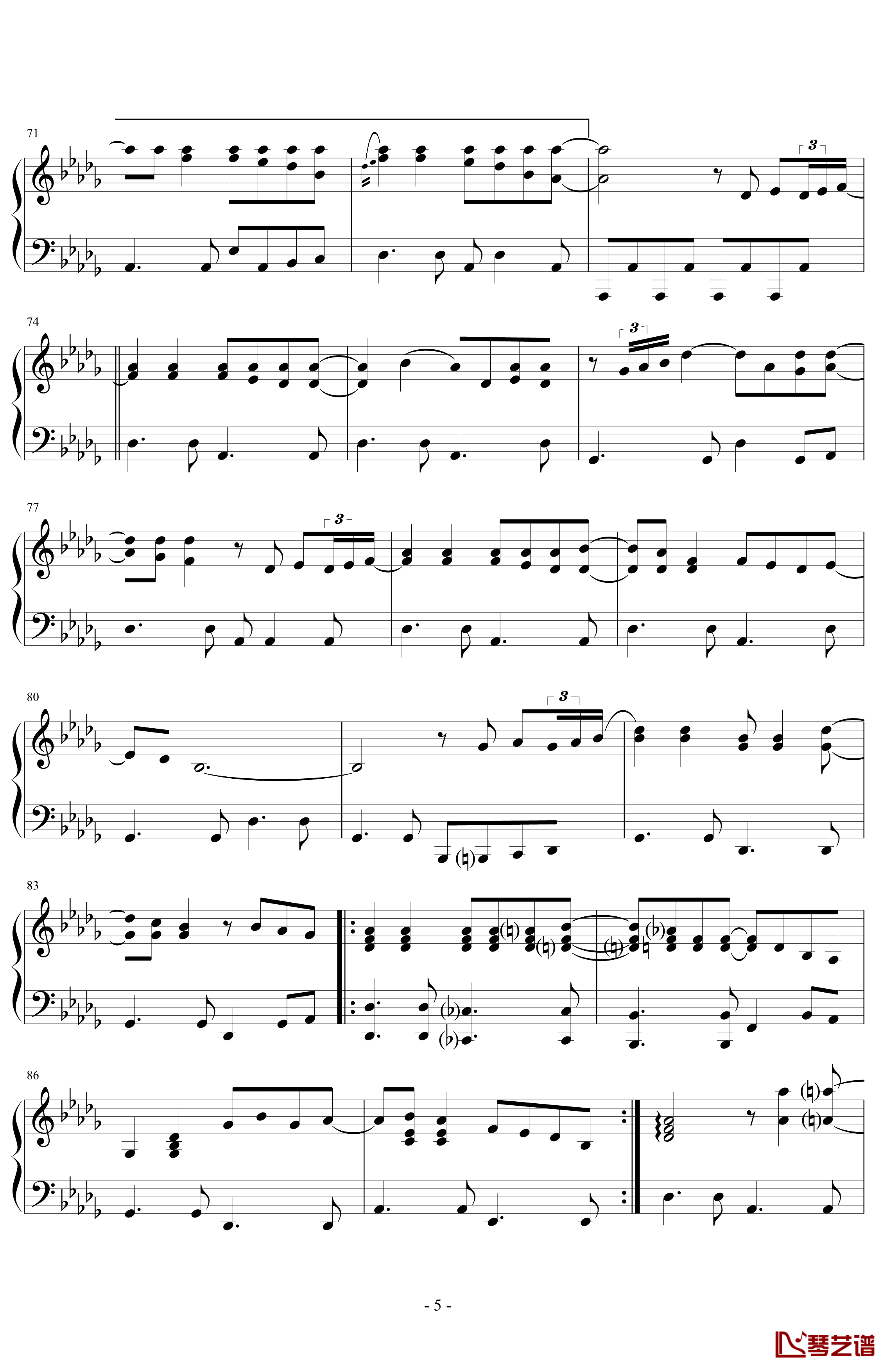 可怜的花束钢琴谱-克莱德曼5